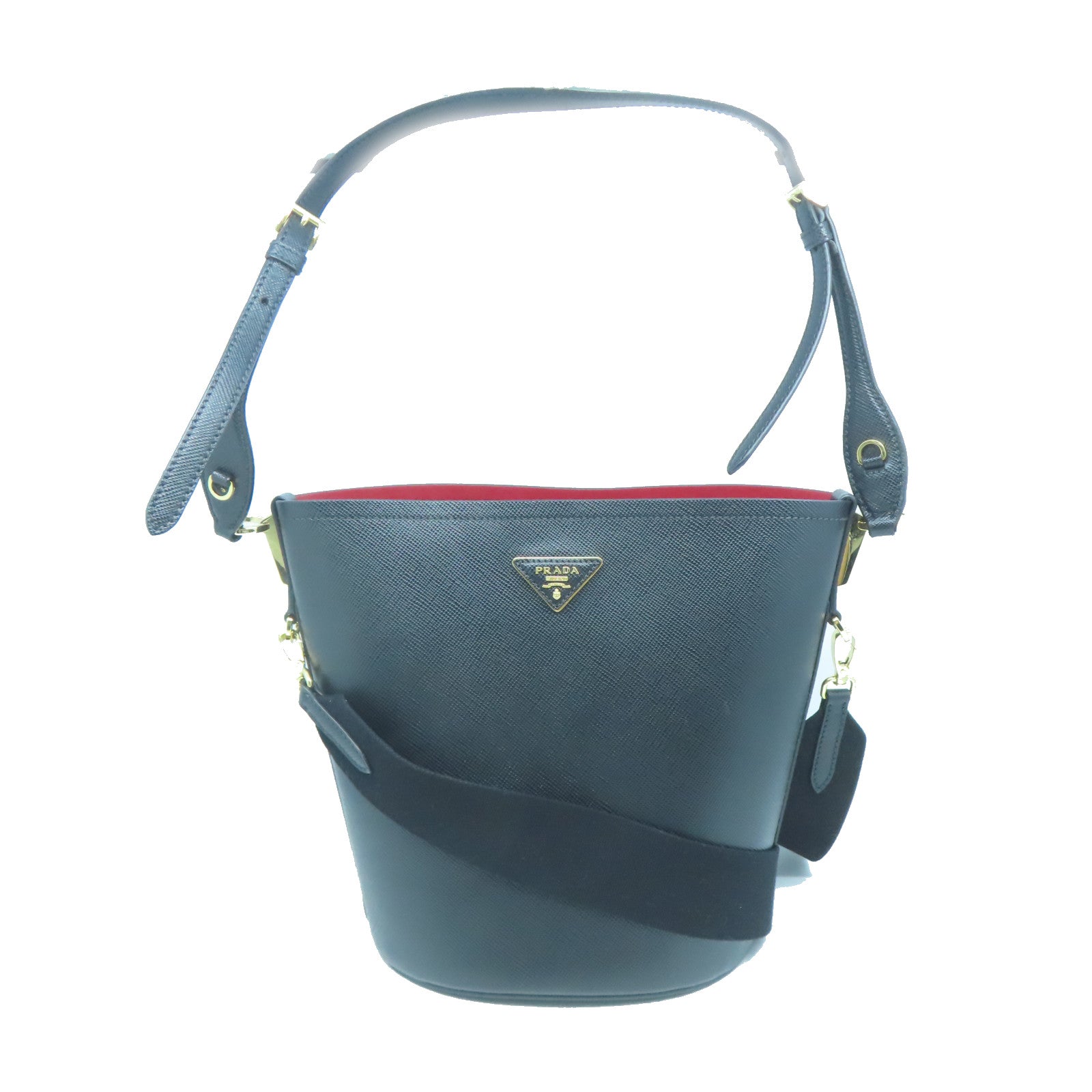 PRADA Saffiano Cuir皮革Hobo Bag金扣肩背袋