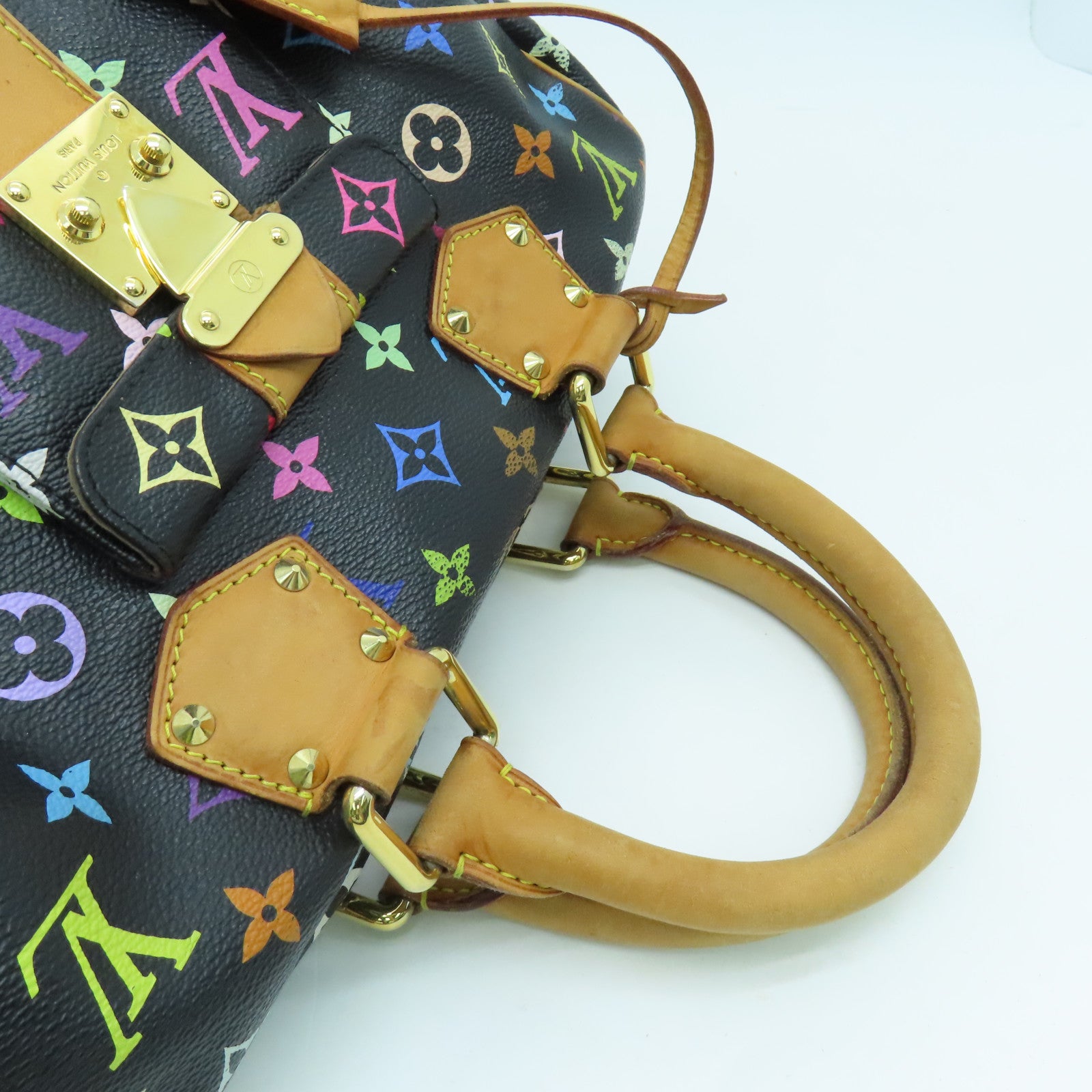 LOUIS VUITTON 【激減優惠】Monogram Multicolore Speedy 30金扣手挽袋黑色彩色