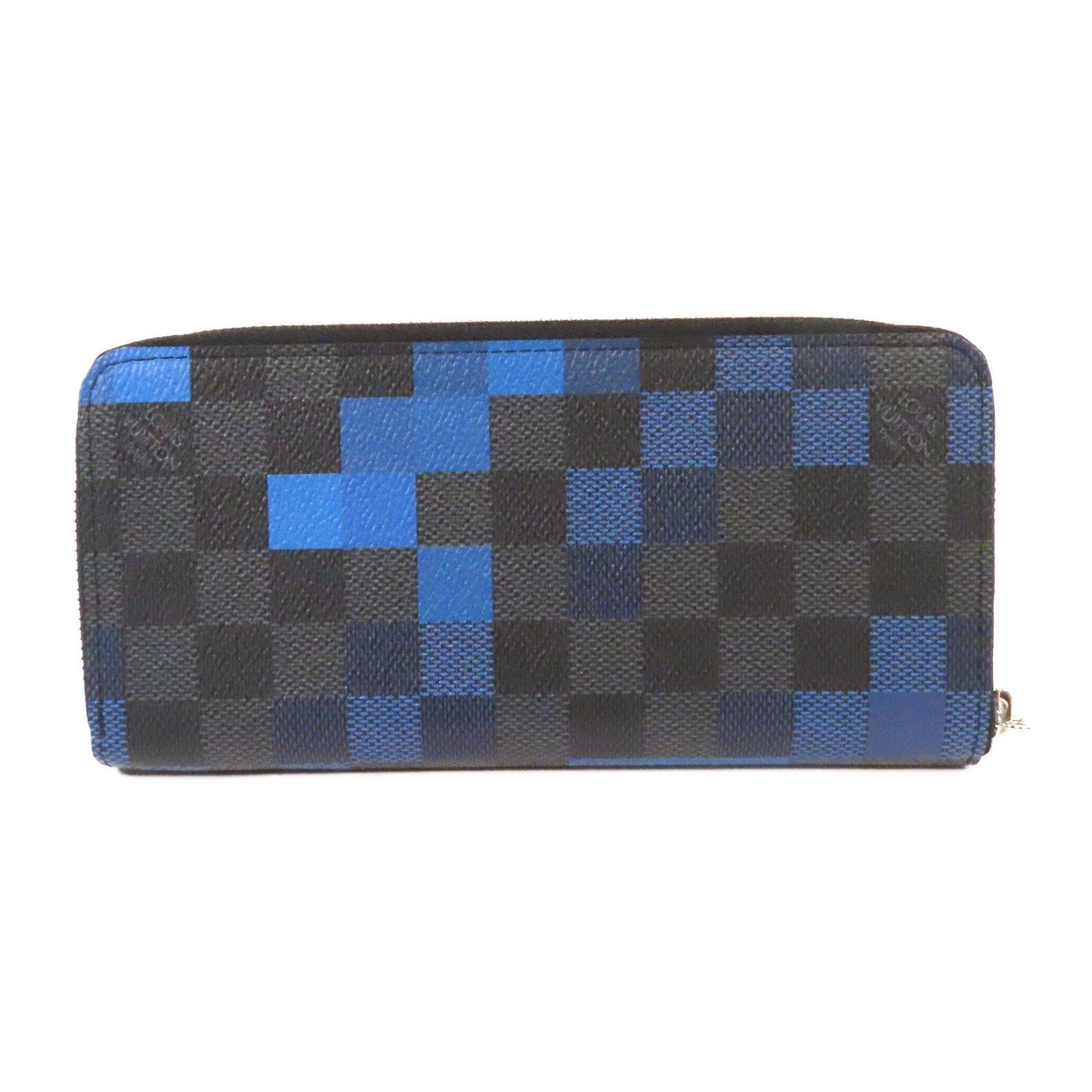 LOUIS VUITTON Damier Graphite Pixel Zipper Long Wallet銀扣長錢包藍色/灰色