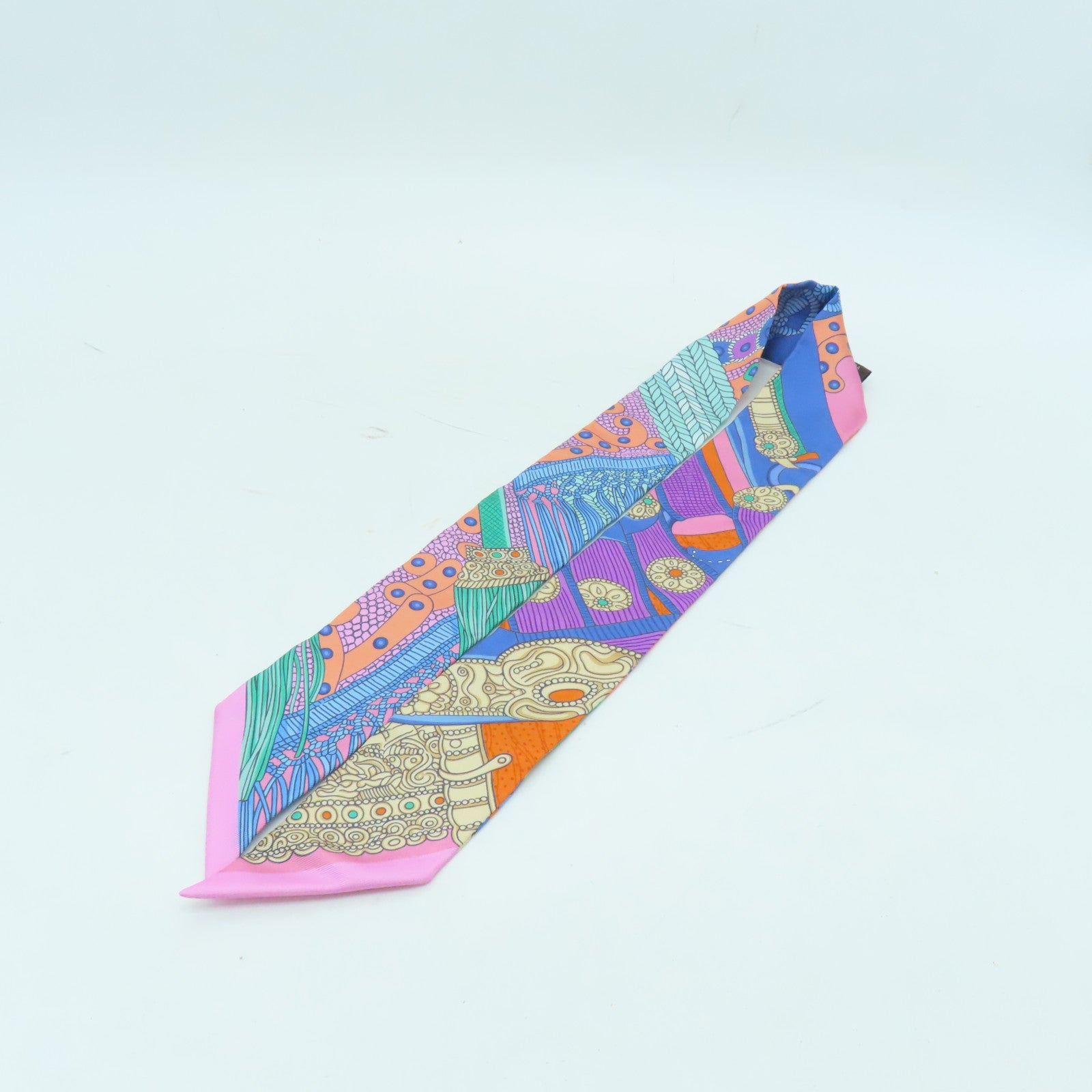 HERMES 絲質Twilly絲巾彩色