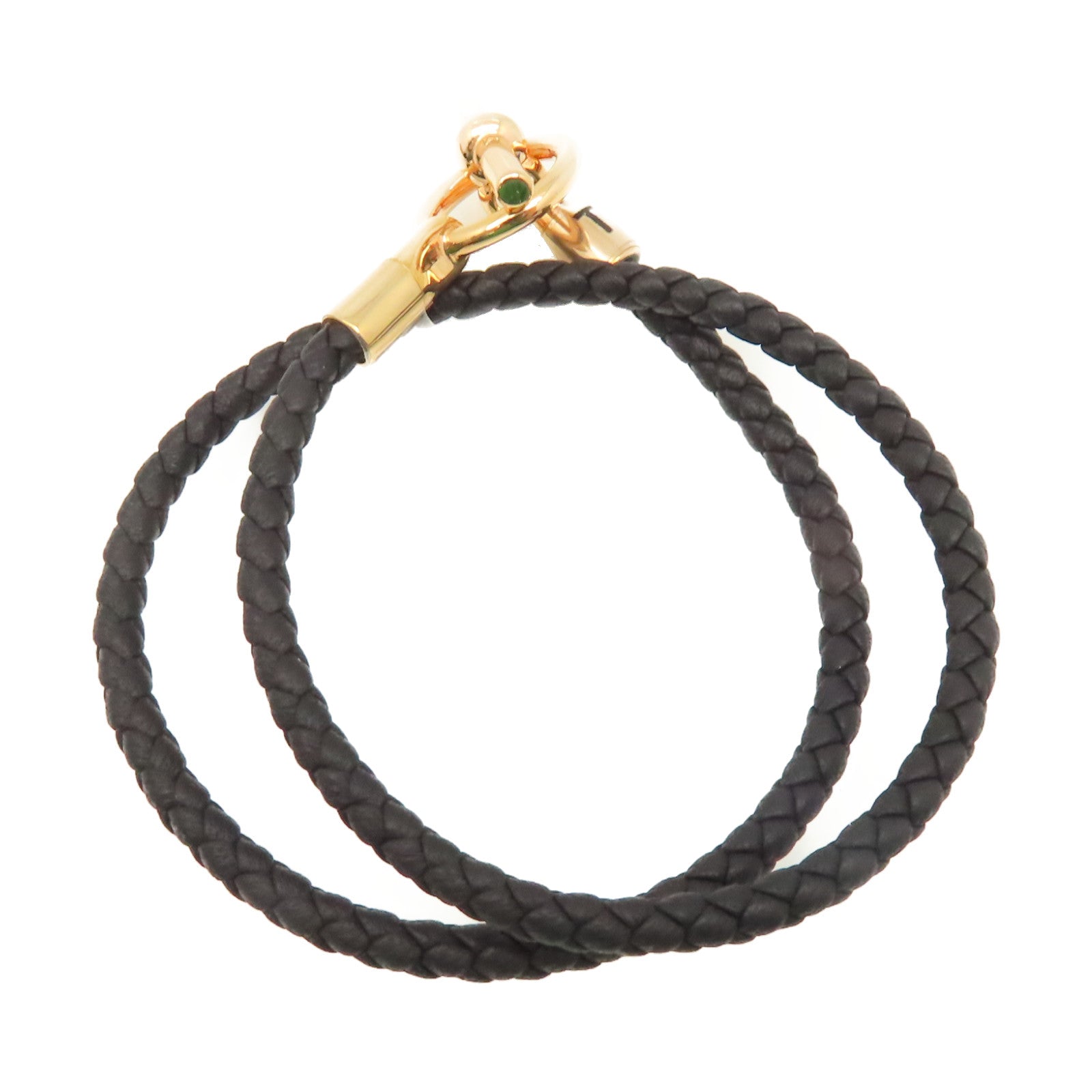 HERMES Swift皮革Glenan Double Tour Bracelet金扣手鏈黑色