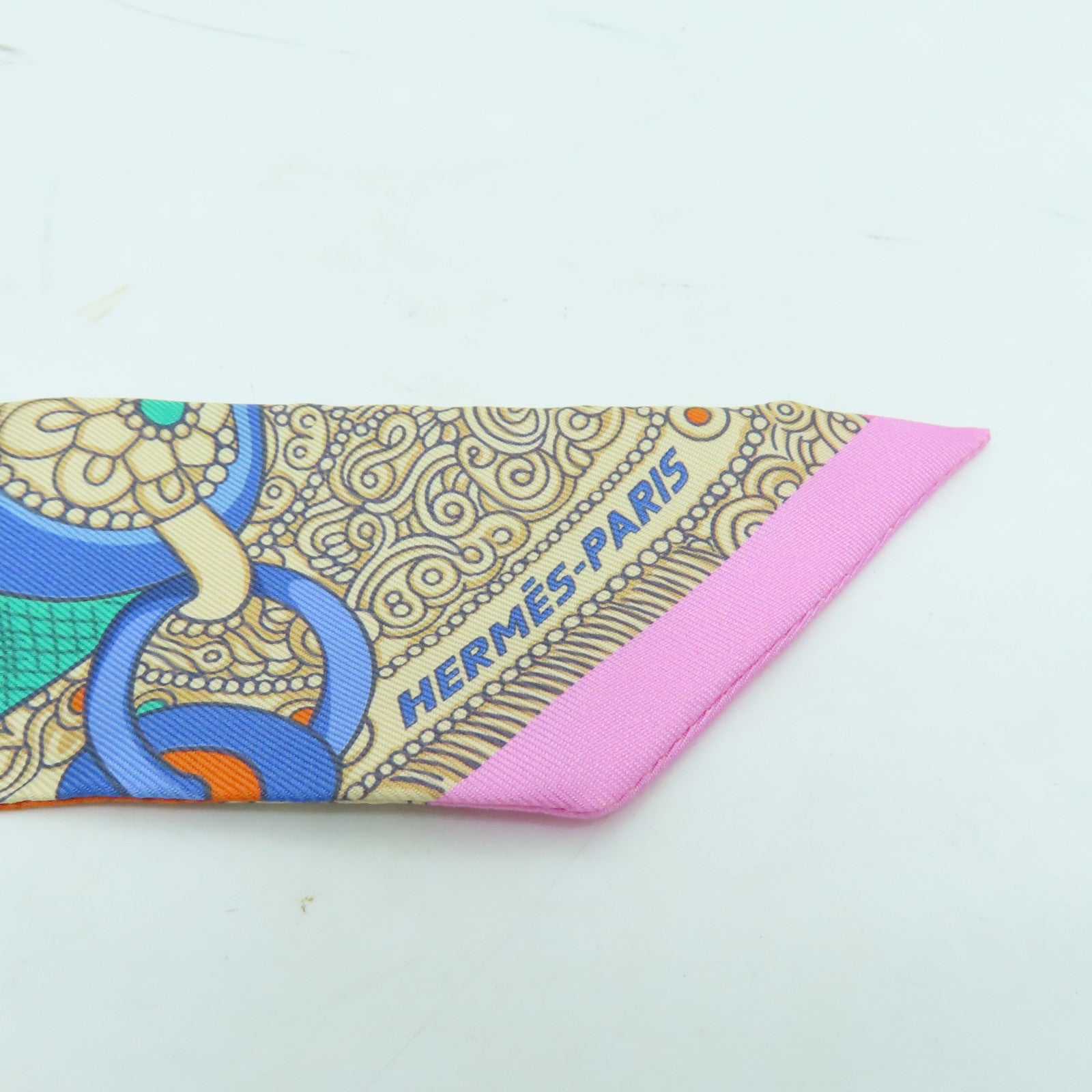HERMES 絲質Twilly絲巾彩色