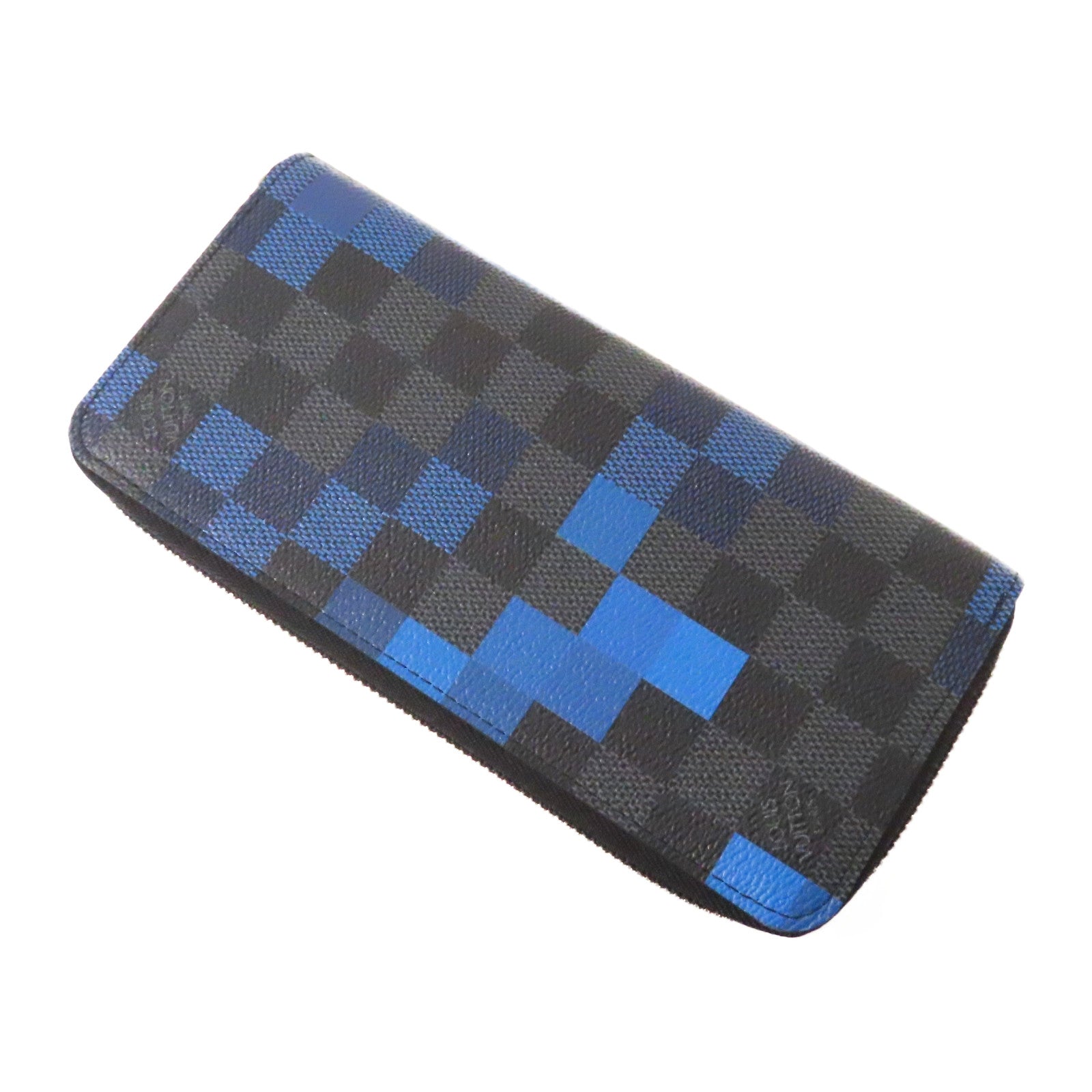 LOUIS VUITTON Damier Graphite Pixel Zipper Long Wallet銀扣長錢包藍色/灰色
