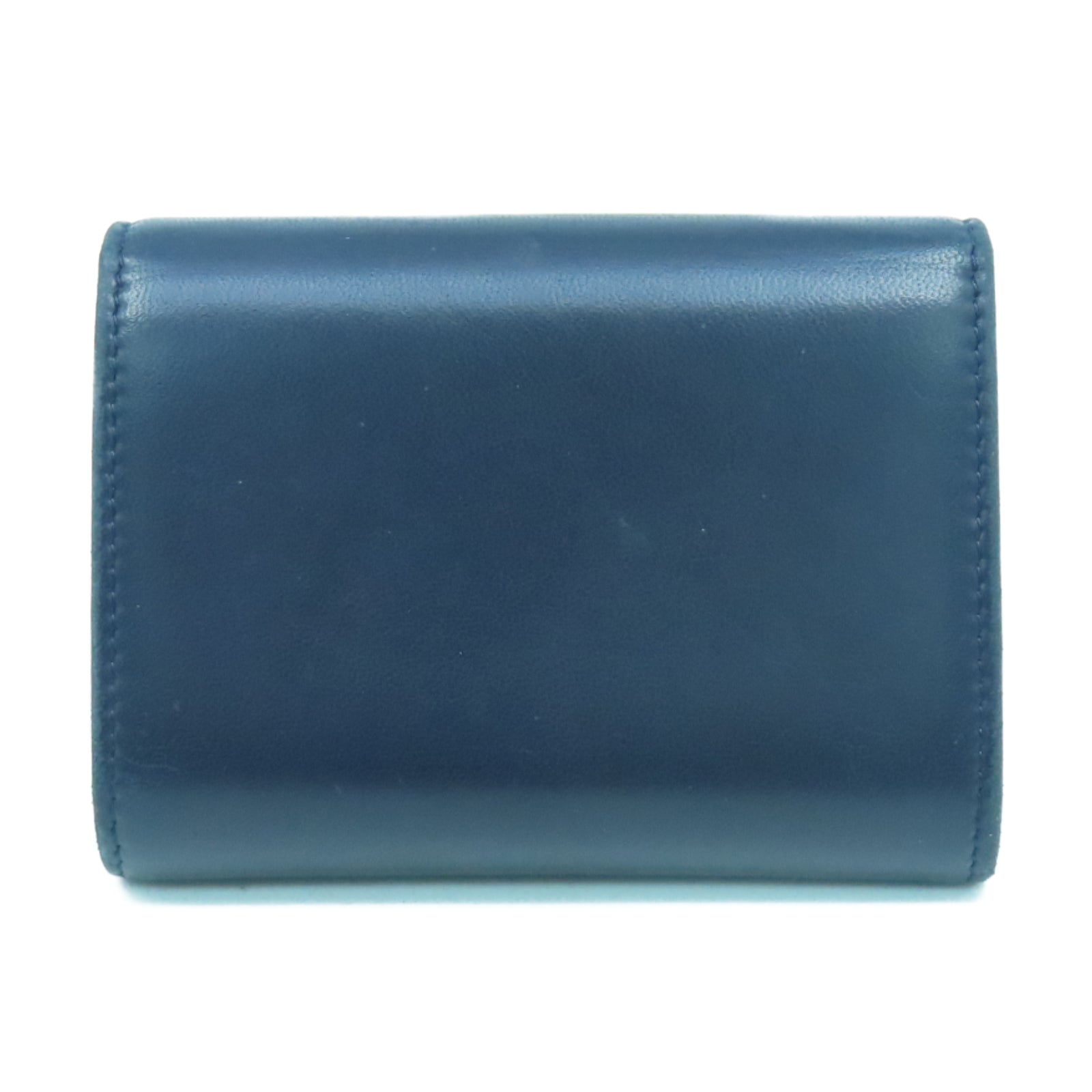 CHANEL 羊皮皮革Card Case銀扣卡片套藍色