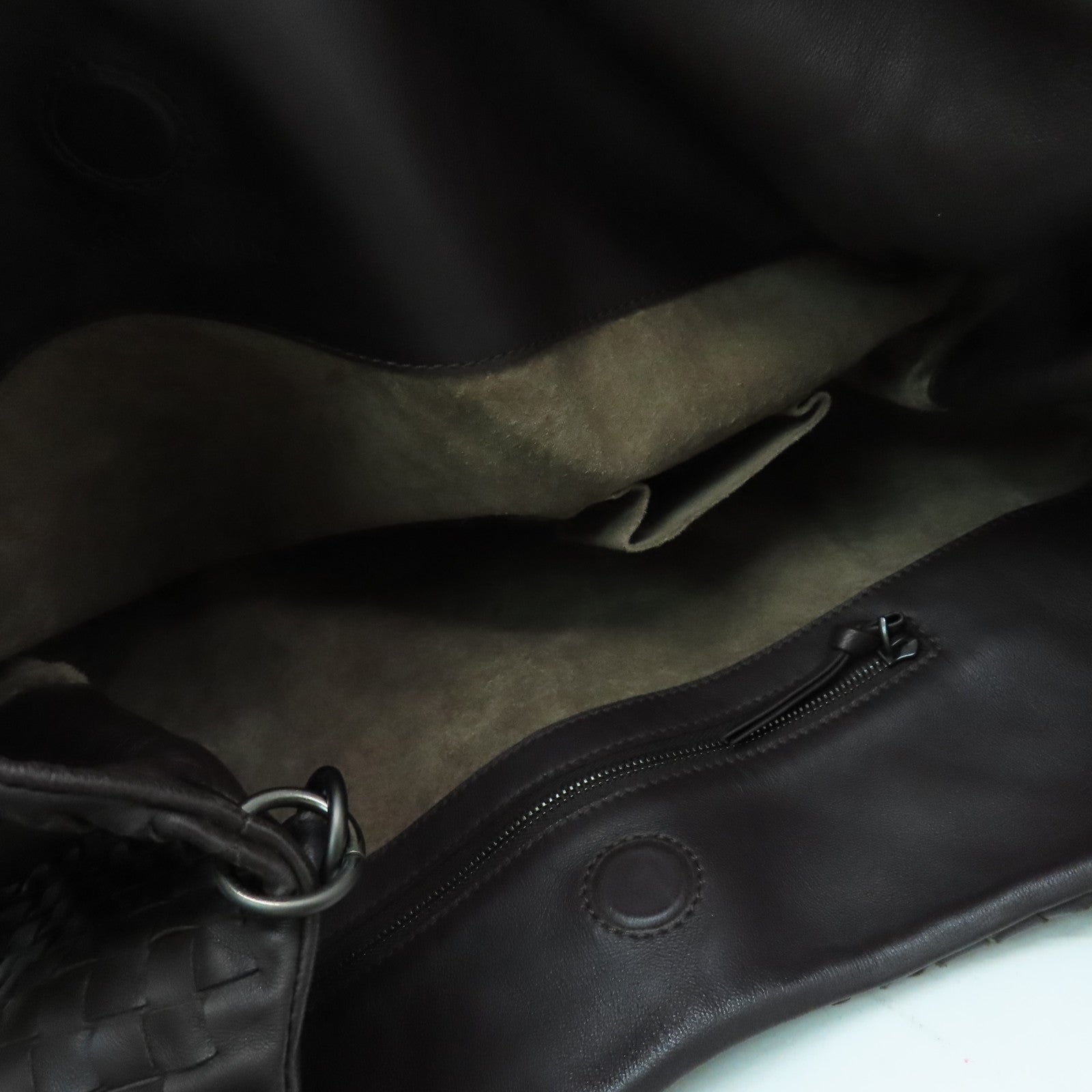 BOTTEGA VENETA 【激減優惠】織紋皮革Shoulder Bag銀扣肩背袋啡色
