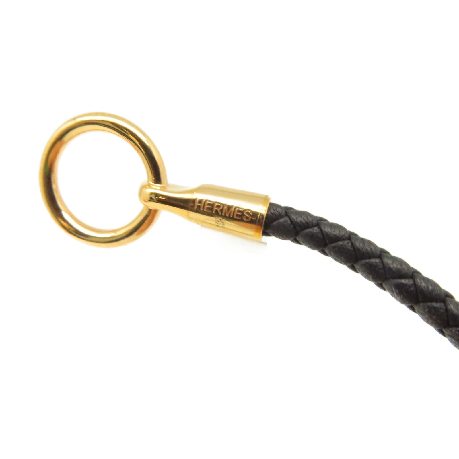 HERMES Swift皮革Glenan Double Tour Bracelet金扣手鏈黑色