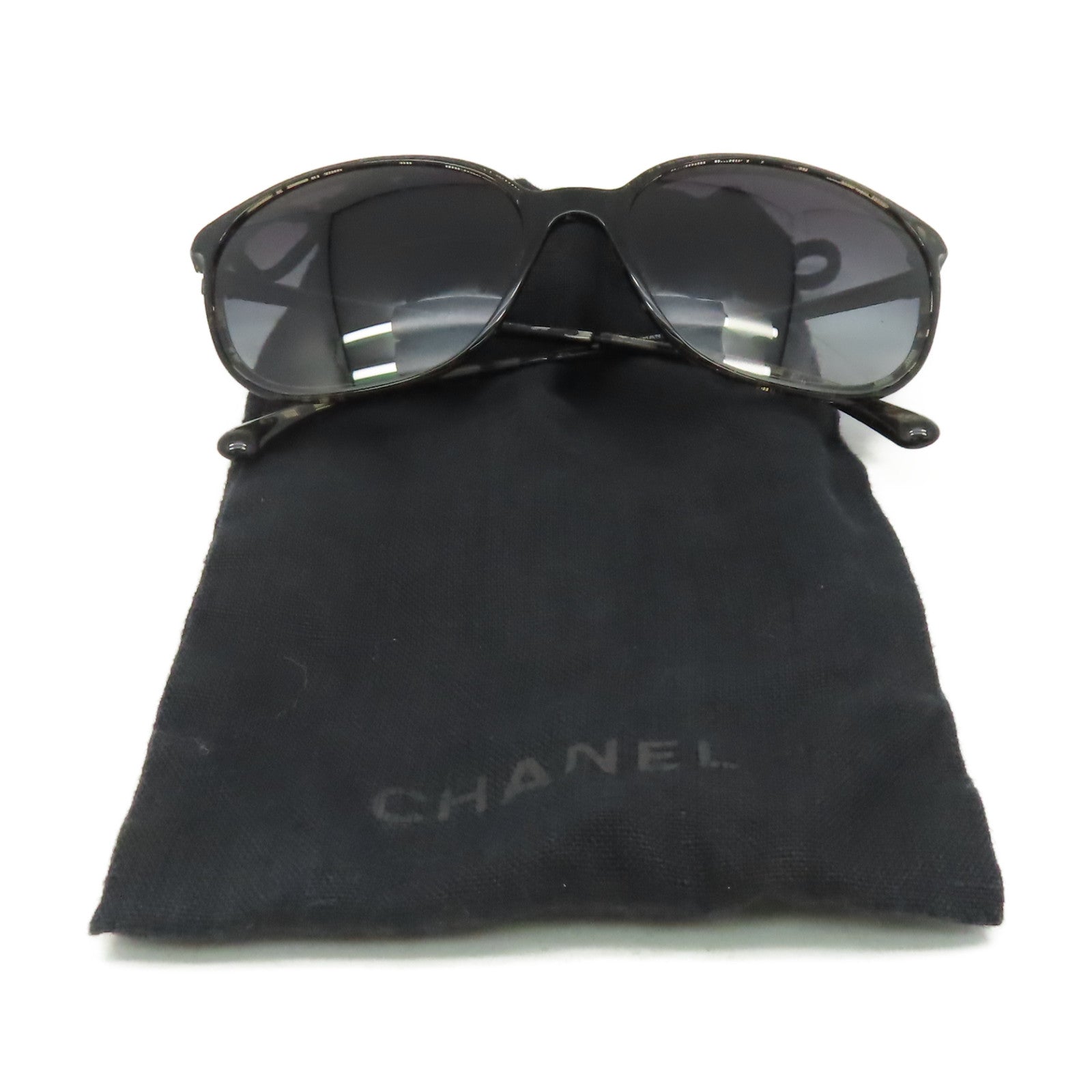 CHANEL PVC/金屬Sunglasses太陽眼鏡黑色/灰色