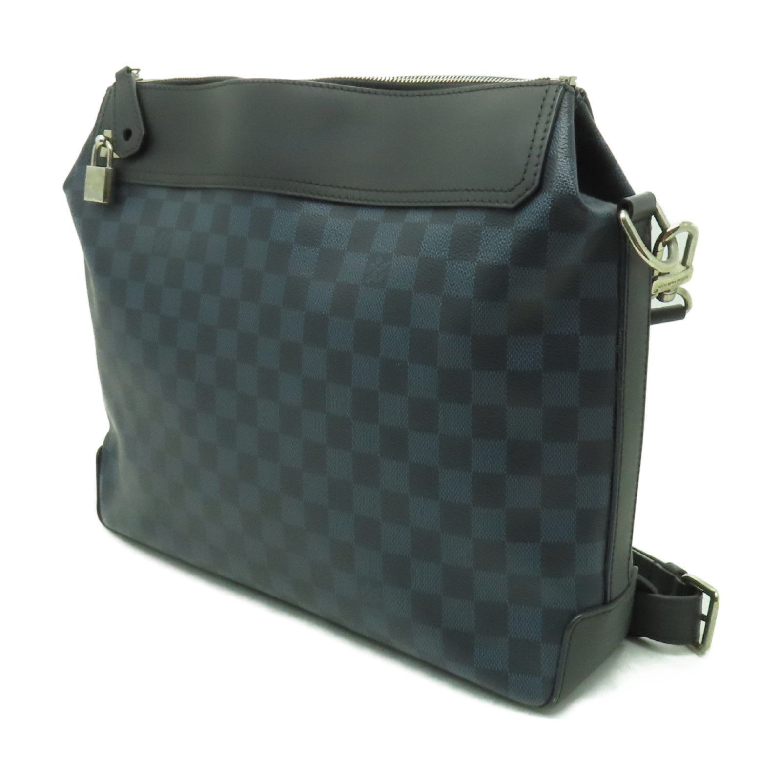 LOUIS VUITTON Damier Cobalt Greenwich銀扣手挽肩背兩用袋深藍色