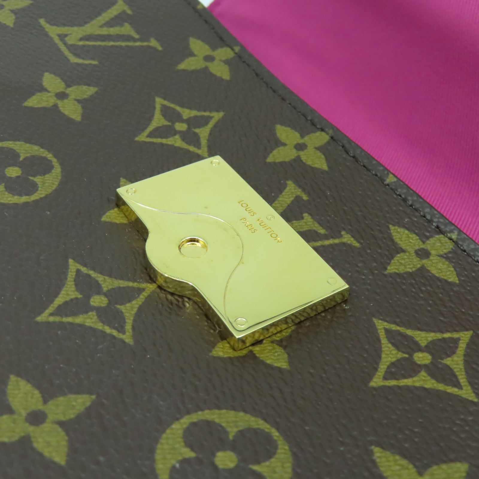 LOUIS VUITTON Monogram Cluny BB金扣手挽肩背兩用袋啡色/粉紅色