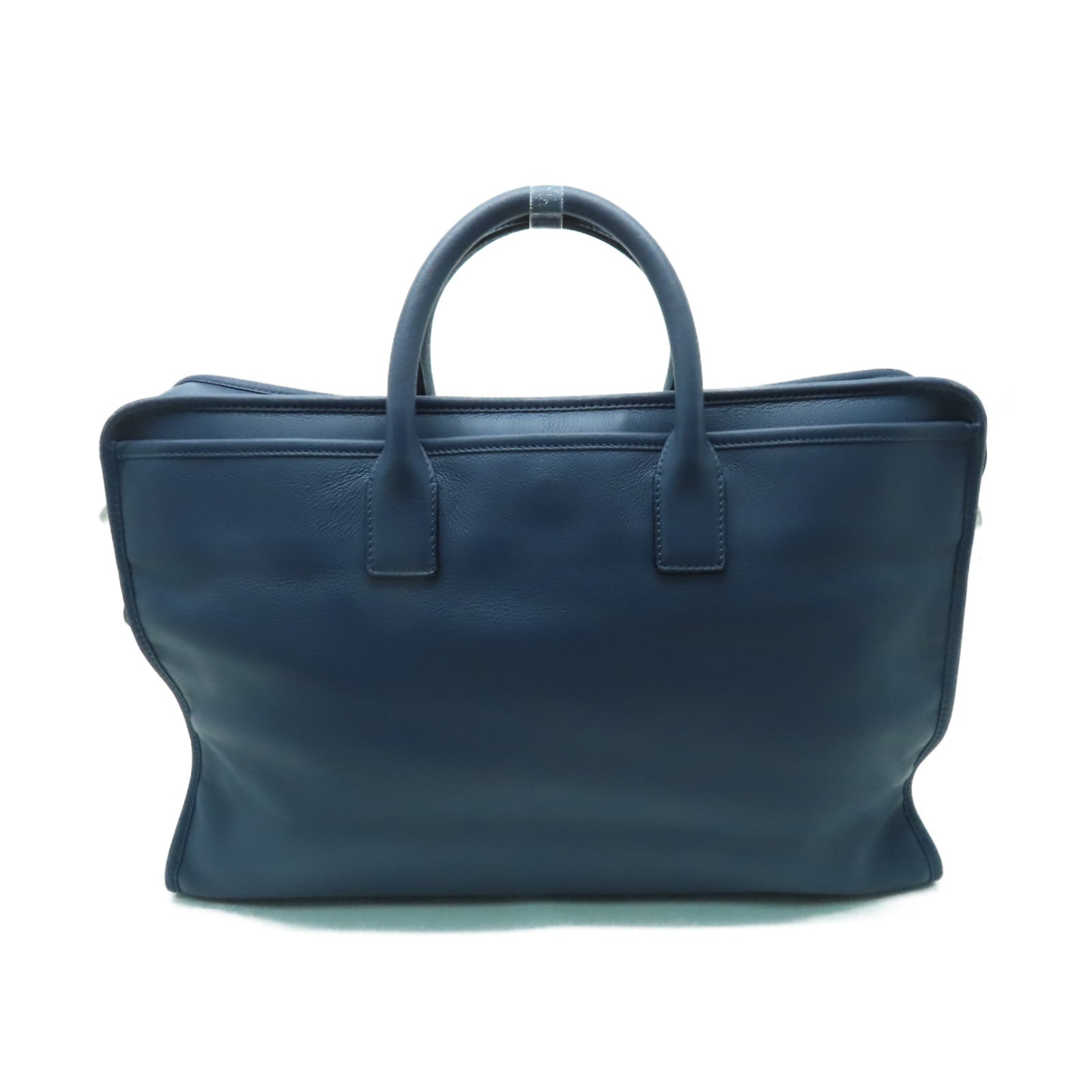 LOEWE 牛皮皮革2way Shoulder Bag銀扣手挽肩背兩用袋藍色