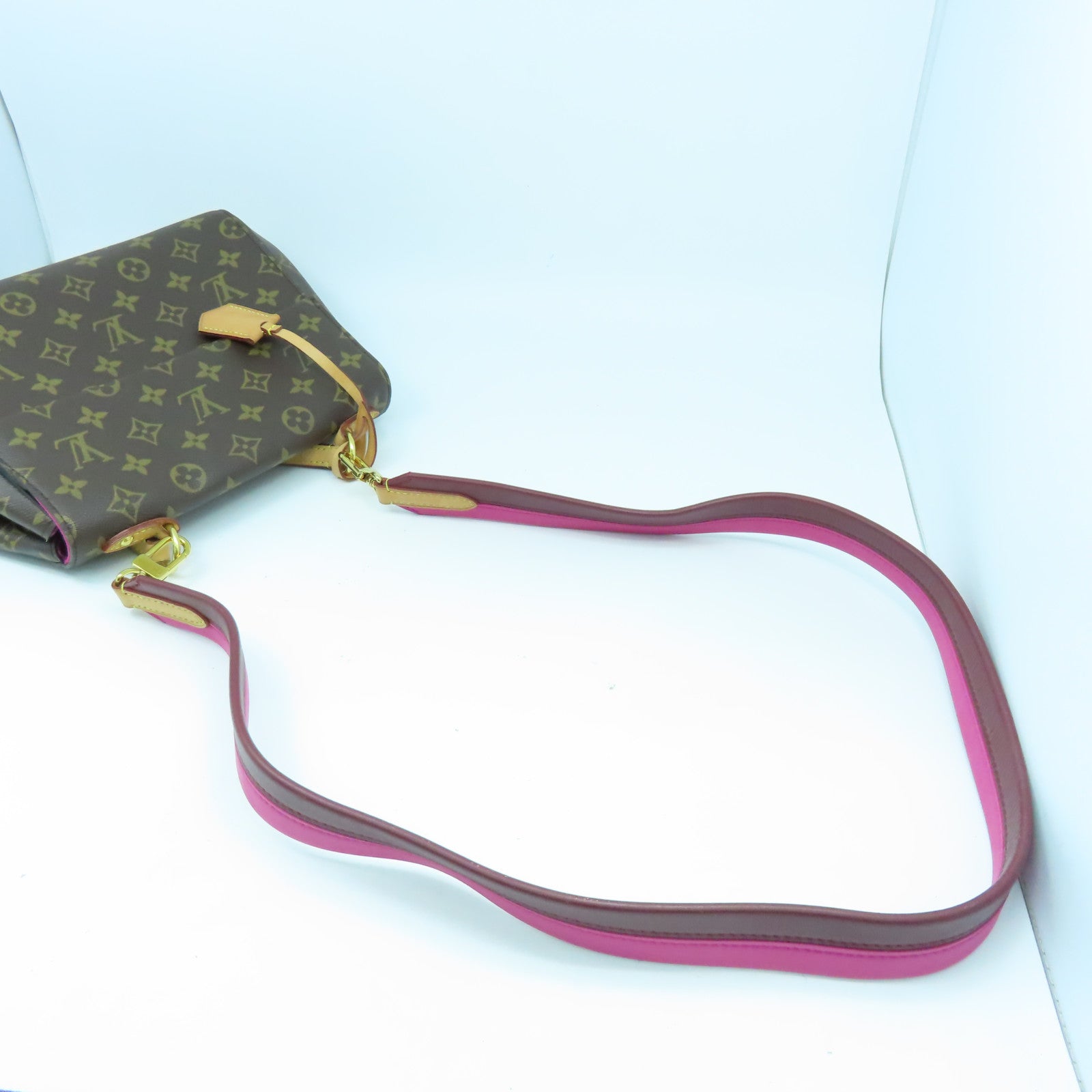 LOUIS VUITTON Monogram Cluny BB金扣手挽肩背兩用袋啡色/粉紅色