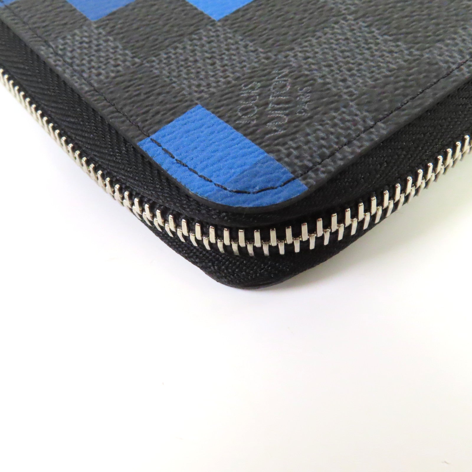 LOUIS VUITTON Damier Graphite Pixel Zipper Long Wallet銀扣長錢包藍色/灰色