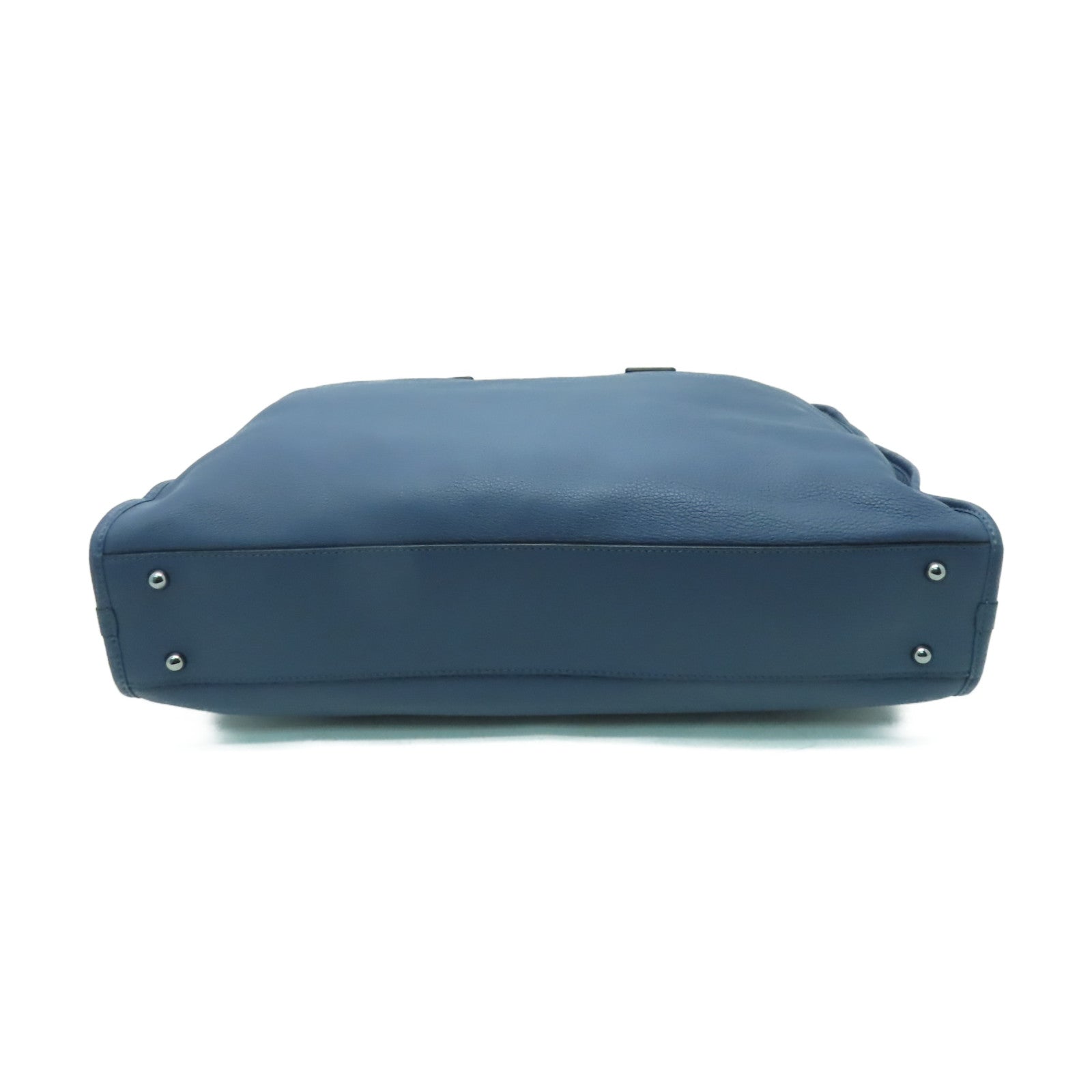 LOEWE 牛皮皮革2way Shoulder Bag銀扣手挽肩背兩用袋藍色