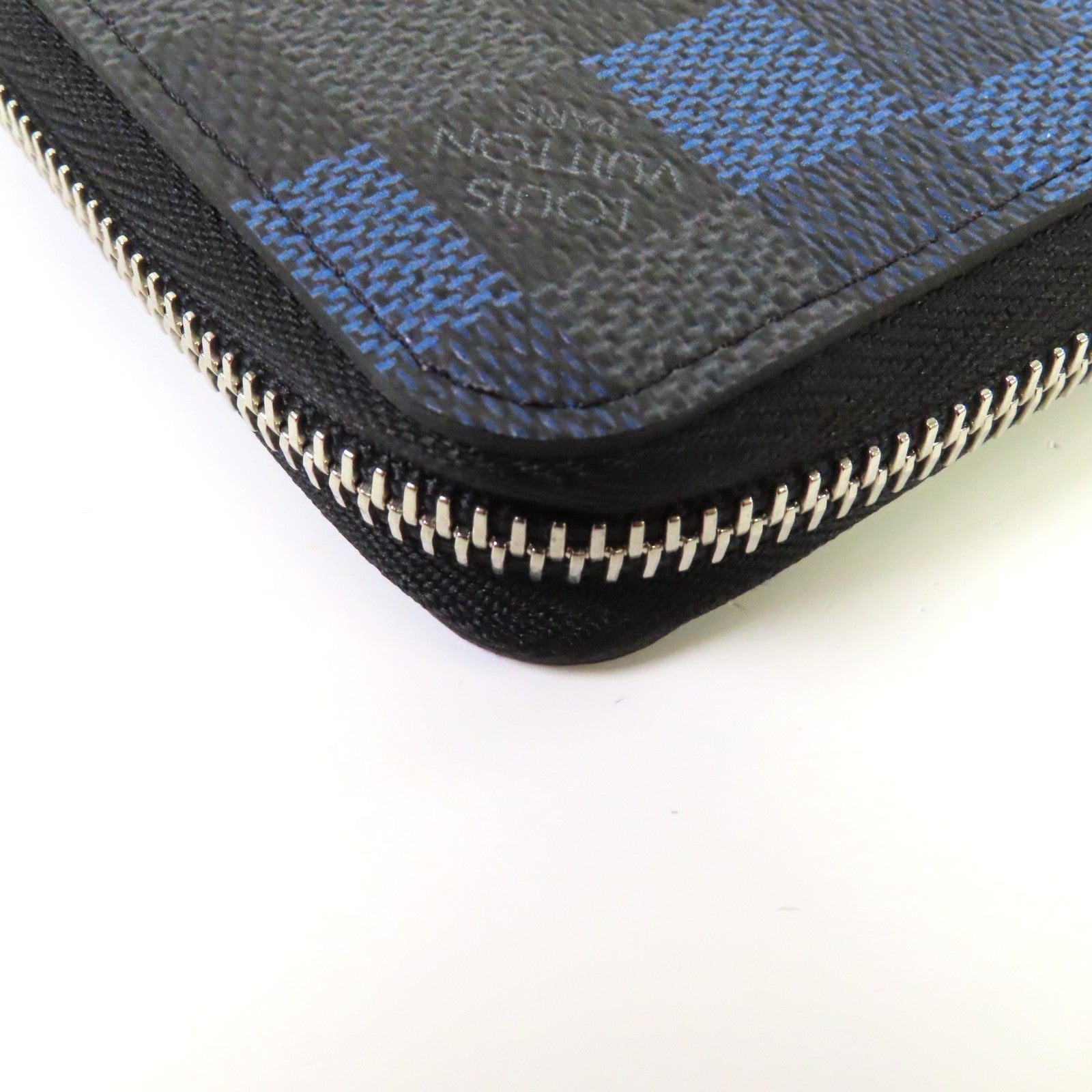 LOUIS VUITTON Damier Graphite Pixel Zipper Long Wallet銀扣長錢包藍色/灰色