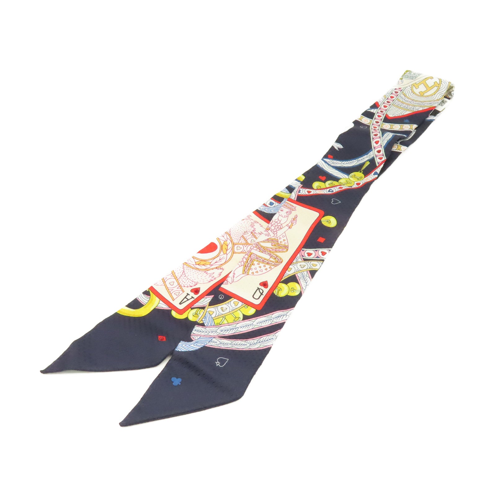 HERMES 【激減優惠】絲質Twilly Scarf絲巾深藍色/金色/彩色