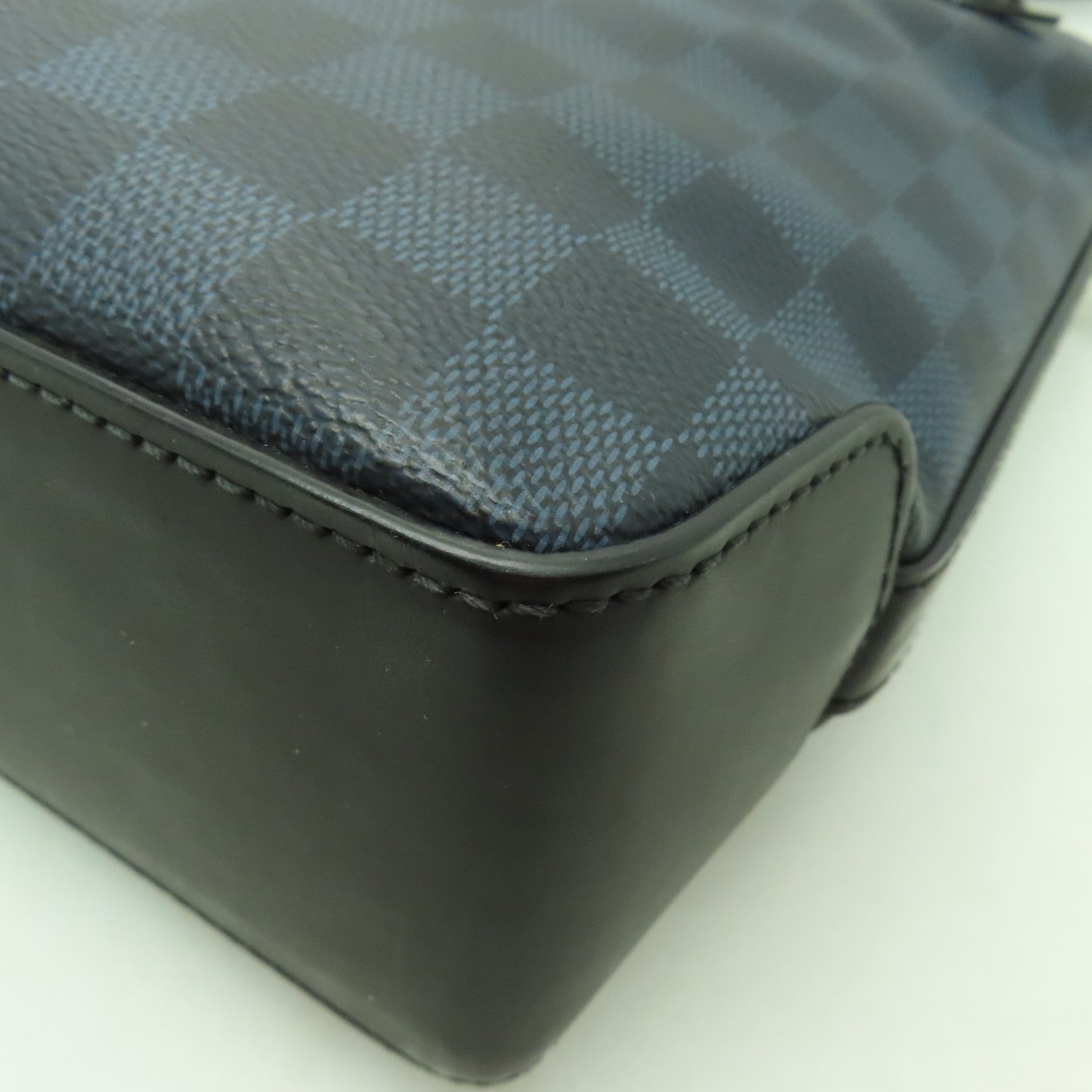 LOUIS VUITTON Damier Cobalt Greenwich銀扣手挽肩背兩用袋深藍色