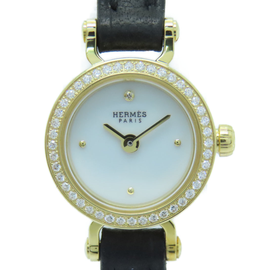 HERMES Faubourg Watch Mini18K鑽石手錶石英機芯白色