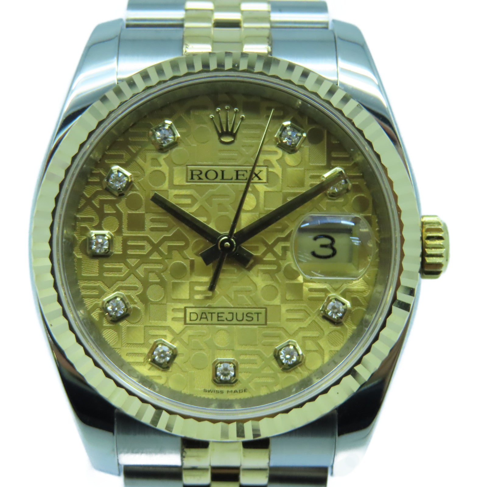 ROLEX 18K黃金Datejust 36mm不鏽鋼手錶自動機芯金色