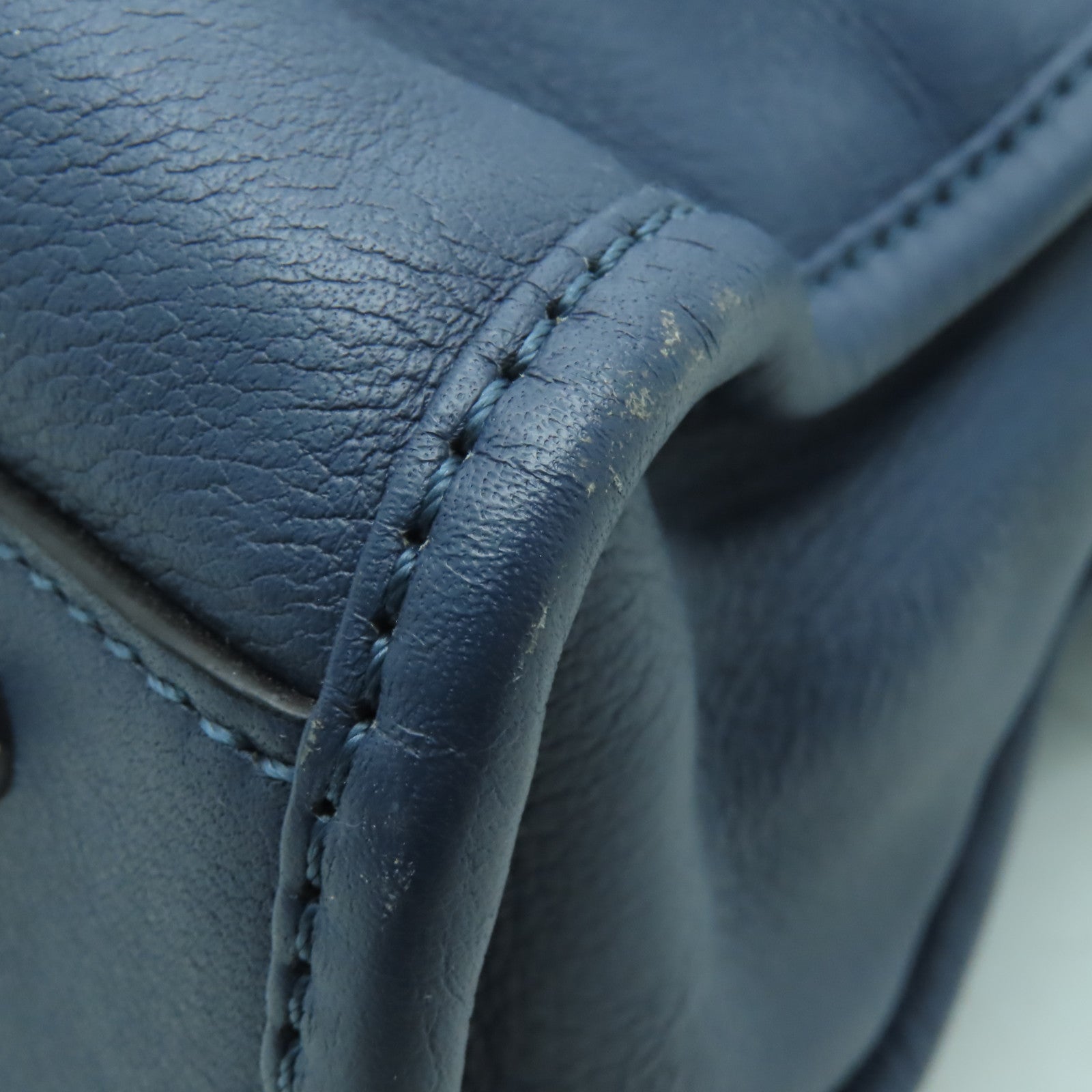 LOEWE 牛皮皮革2way Shoulder Bag銀扣手挽肩背兩用袋藍色