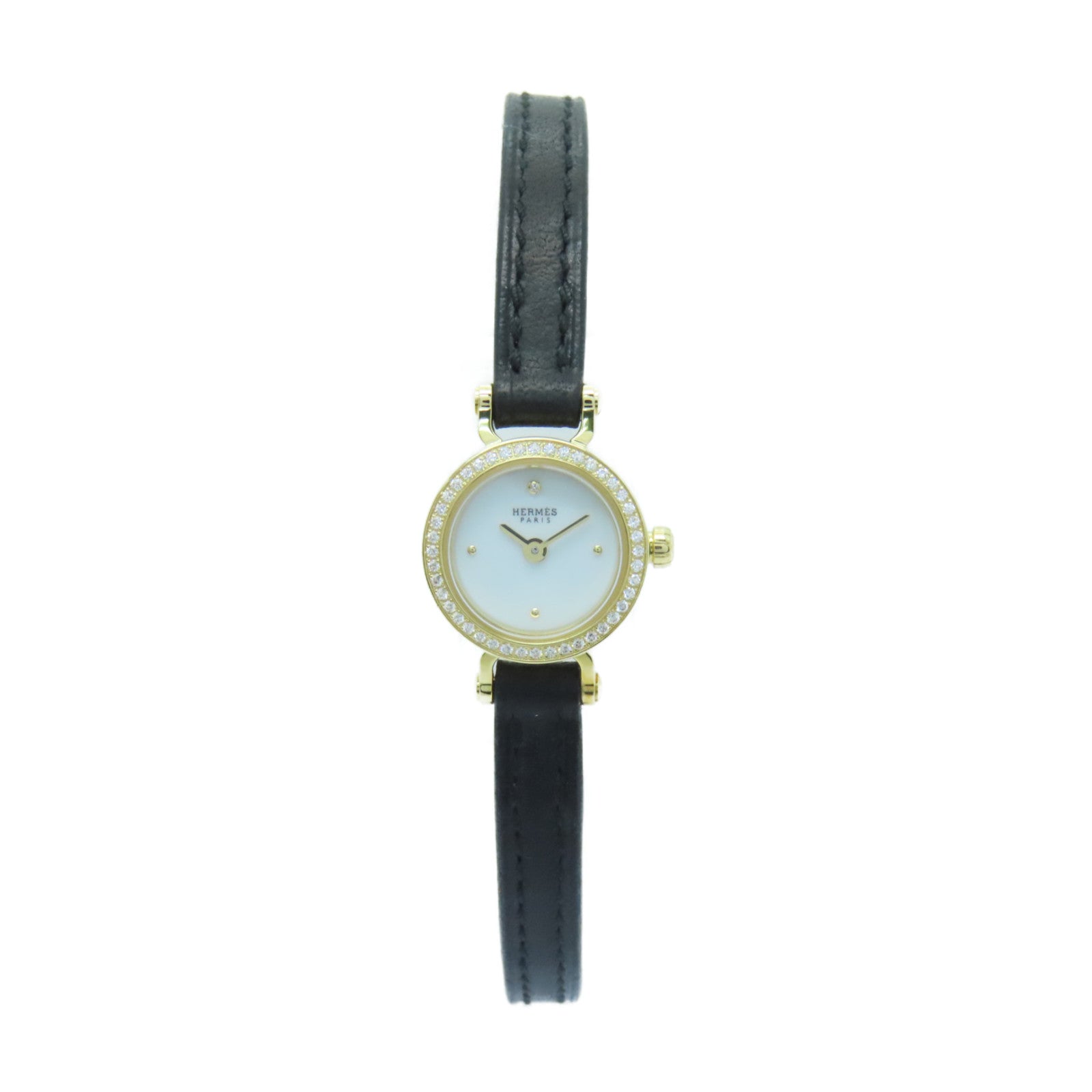 HERMES Faubourg Watch Mini18K鑽石手錶石英機芯白色