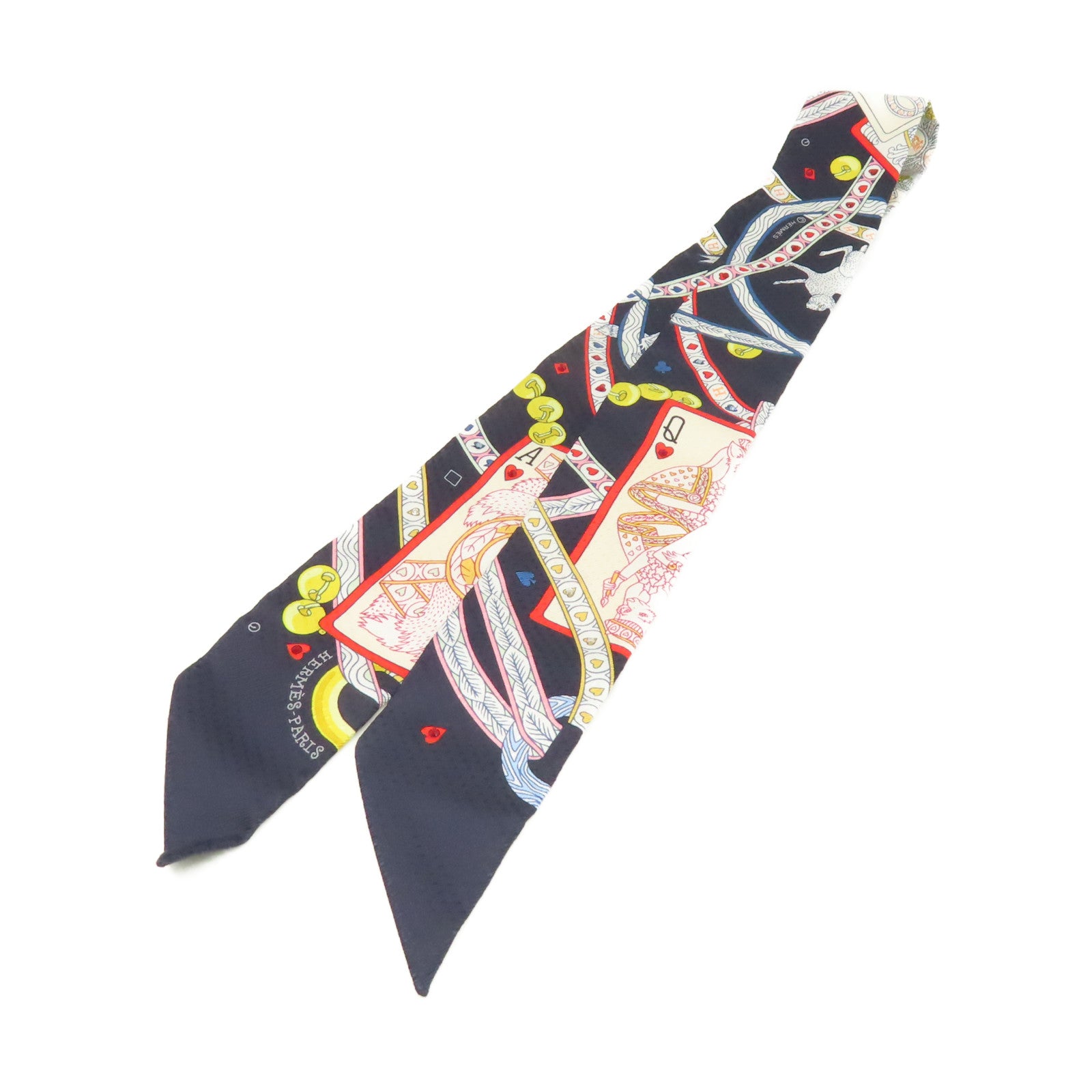 HERMES 【激減優惠】絲質Twilly Scarf絲巾深藍色/彩色