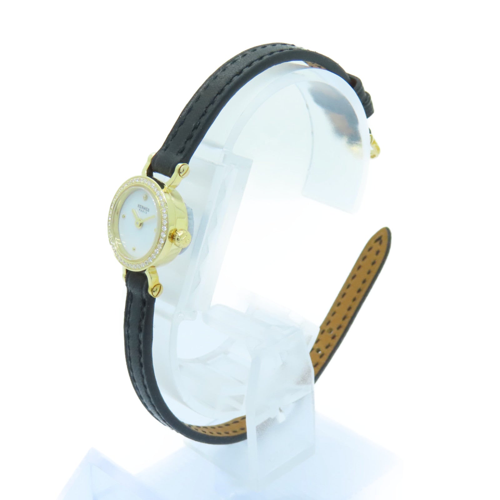 HERMES Faubourg Watch Mini18K鑽石手錶石英機芯白色