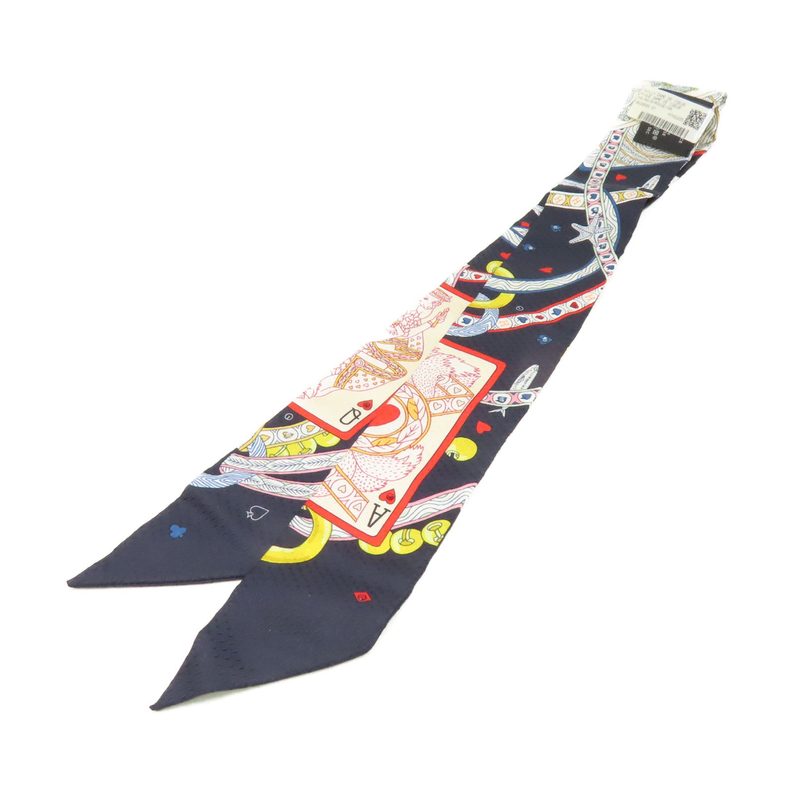 HERMES 【激減優惠】絲質Twilly Scarf絲巾深藍色/金色/彩色