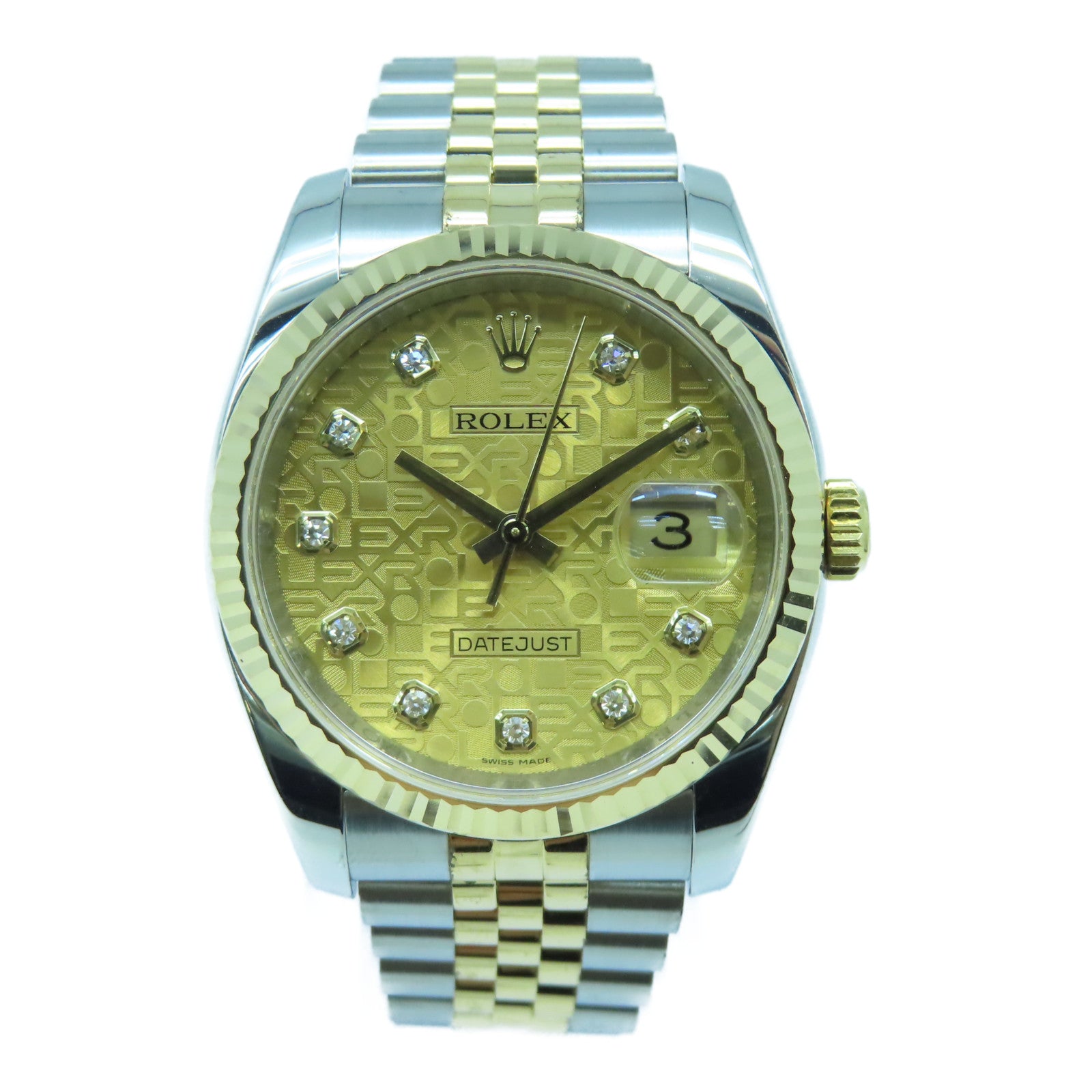 ROLEX 18K黃金Datejust 36mm不鏽鋼手錶自動機芯金色