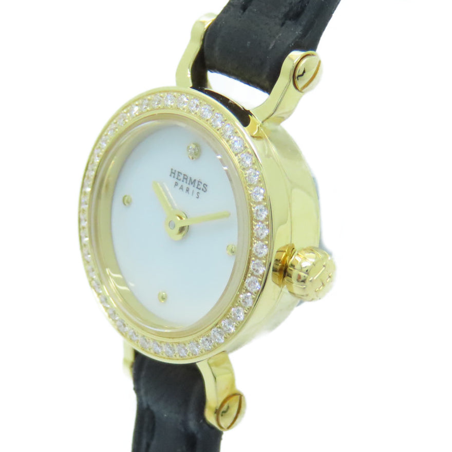 HERMES Faubourg Watch Mini18K鑽石手錶石英機芯白色