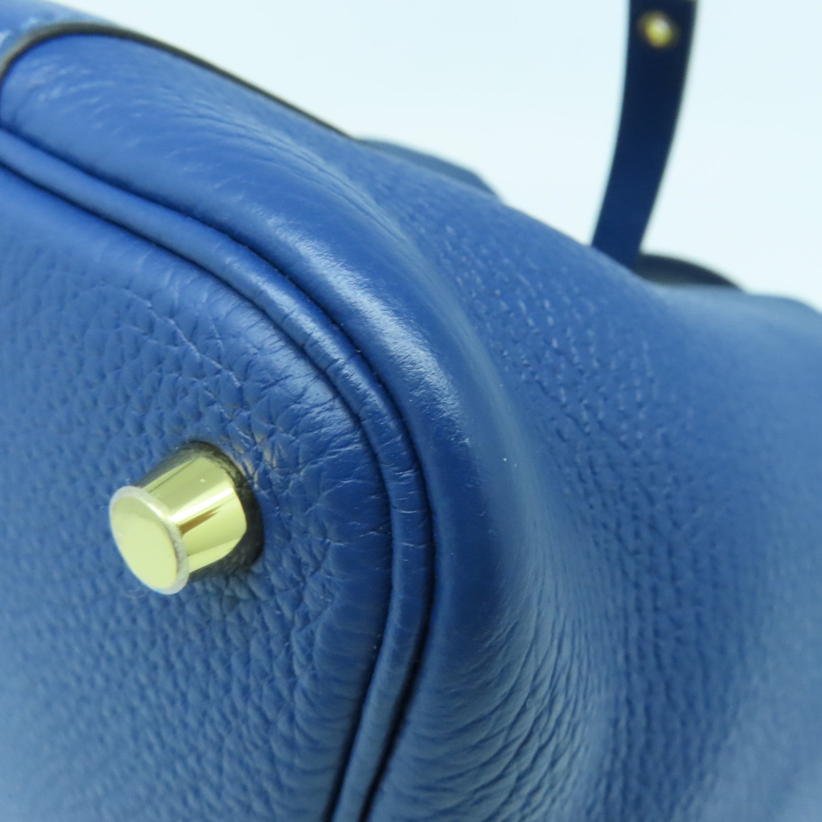 HERMES Clemence皮革Picotin PM金扣手挽袋Deep Blue蓝色