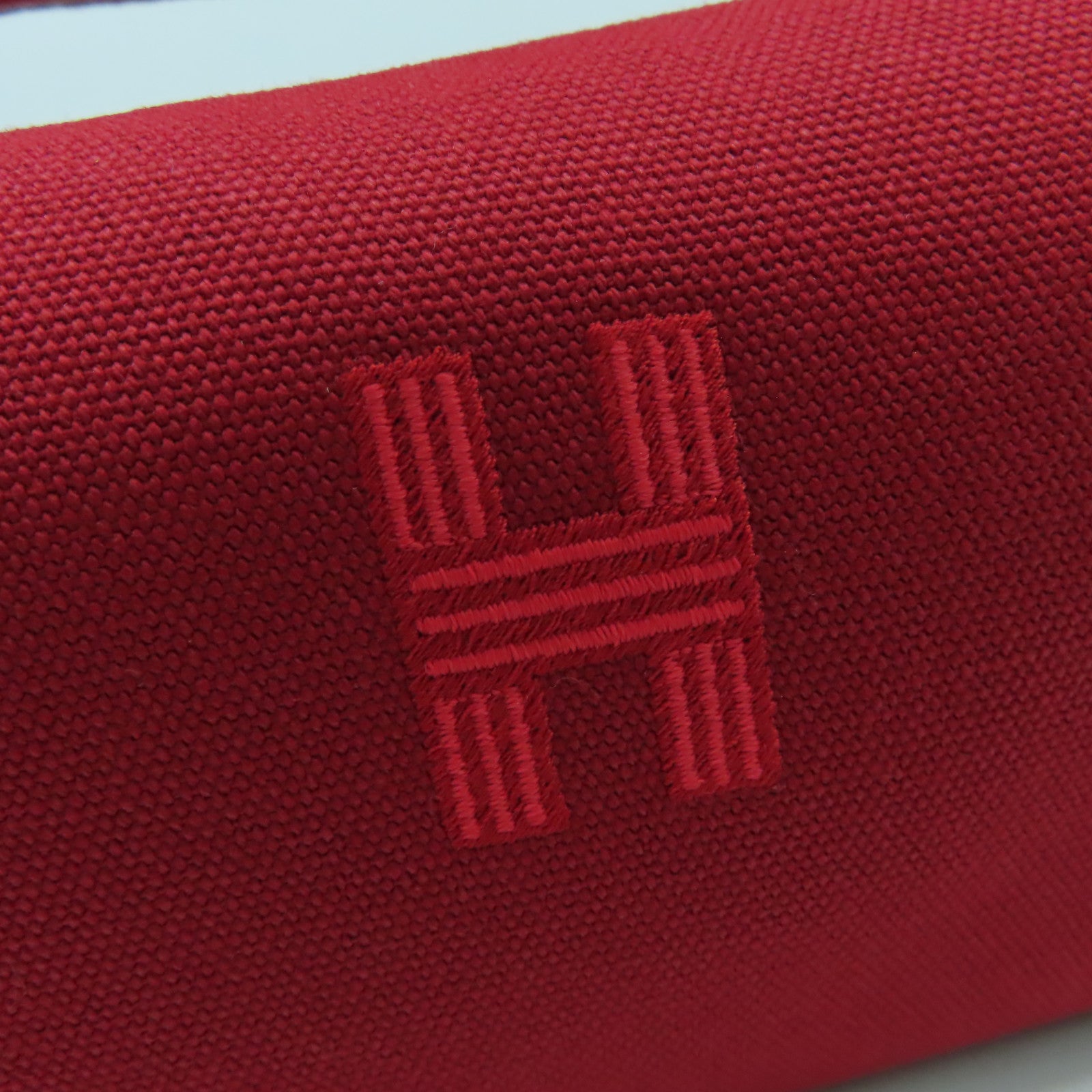 HERMES 帆布Bride A Brac Small銀扣手挽袋紅色