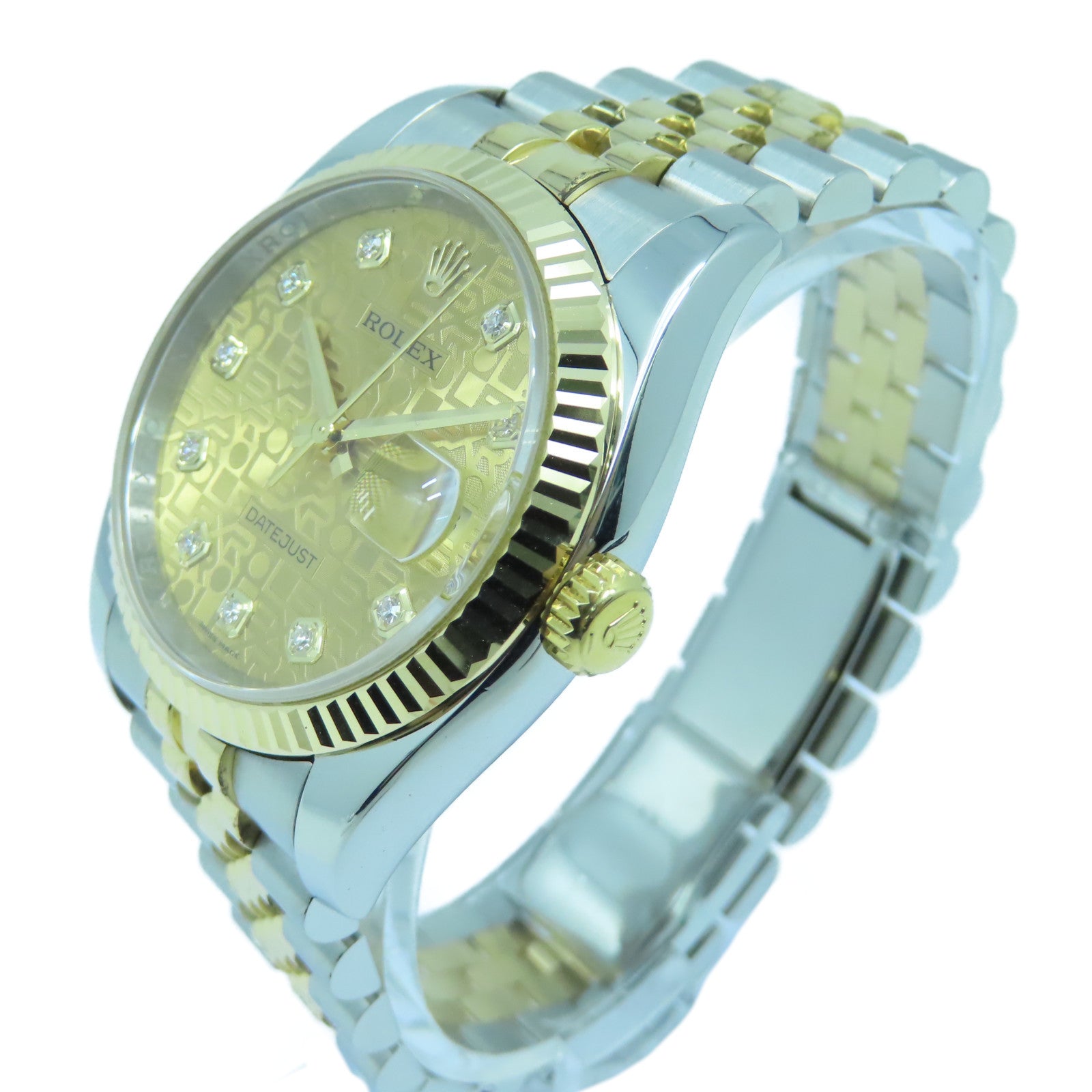 ROLEX 18K黃金Datejust 36mm不鏽鋼手錶自動機芯金色