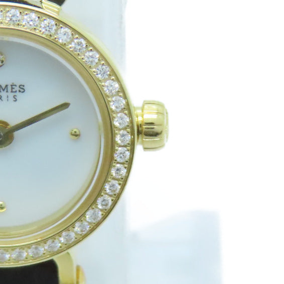 HERMES Faubourg Watch Mini18K鑽石手錶石英機芯白色