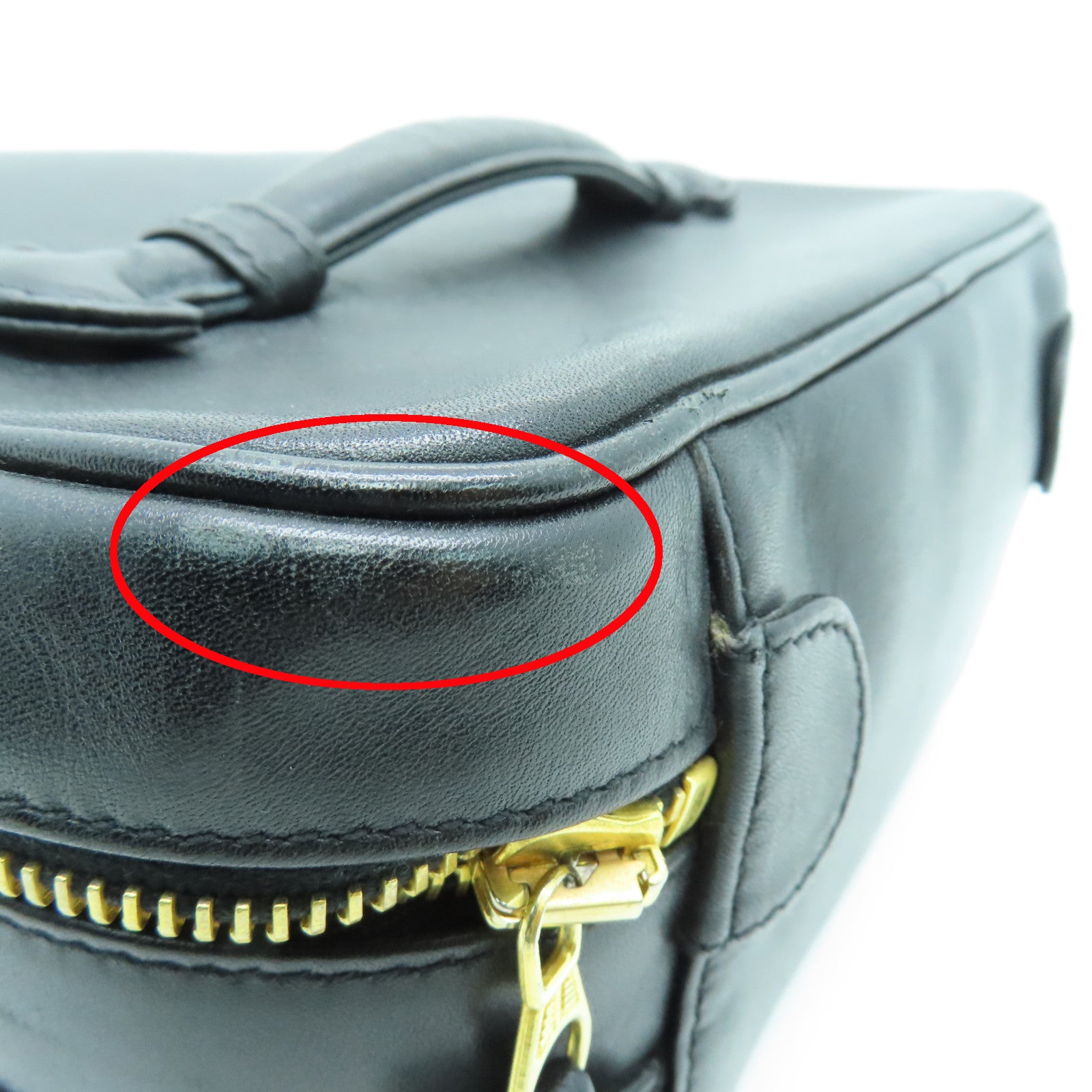 CHANEL 菱格牛皮皮革Handbag金扣手挽袋黑色