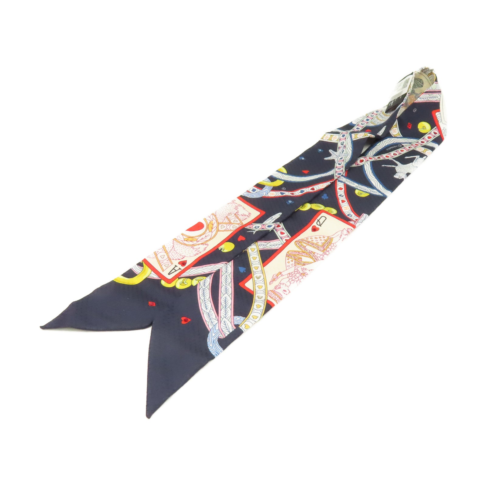 HERMES 【激減優惠】絲質Twilly Scarf絲巾深藍色/金色/彩色