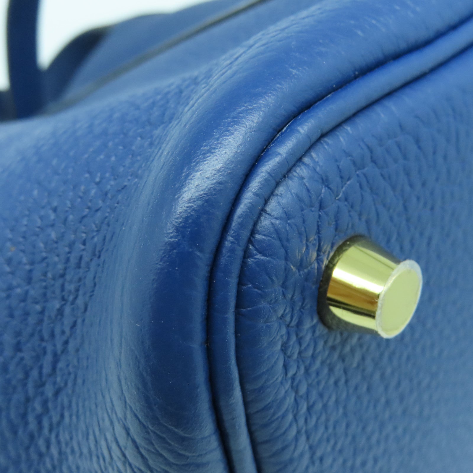 HERMES Clemence皮革Picotin PM金扣手挽袋Deep Blue蓝色