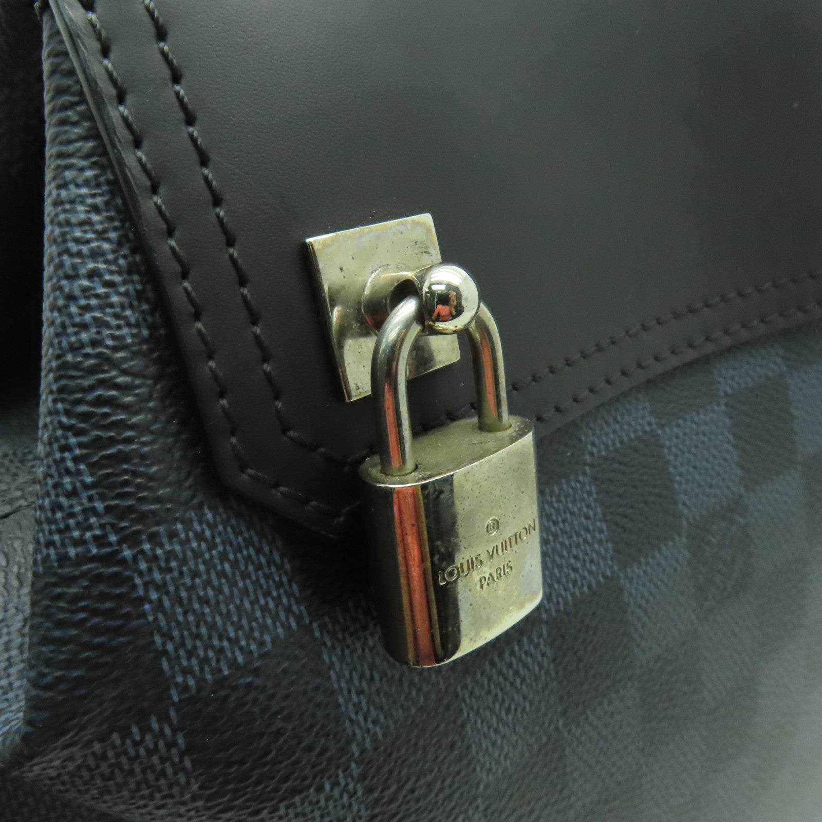 LOUIS VUITTON Damier Cobalt Greenwich銀扣手挽肩背兩用袋深藍色