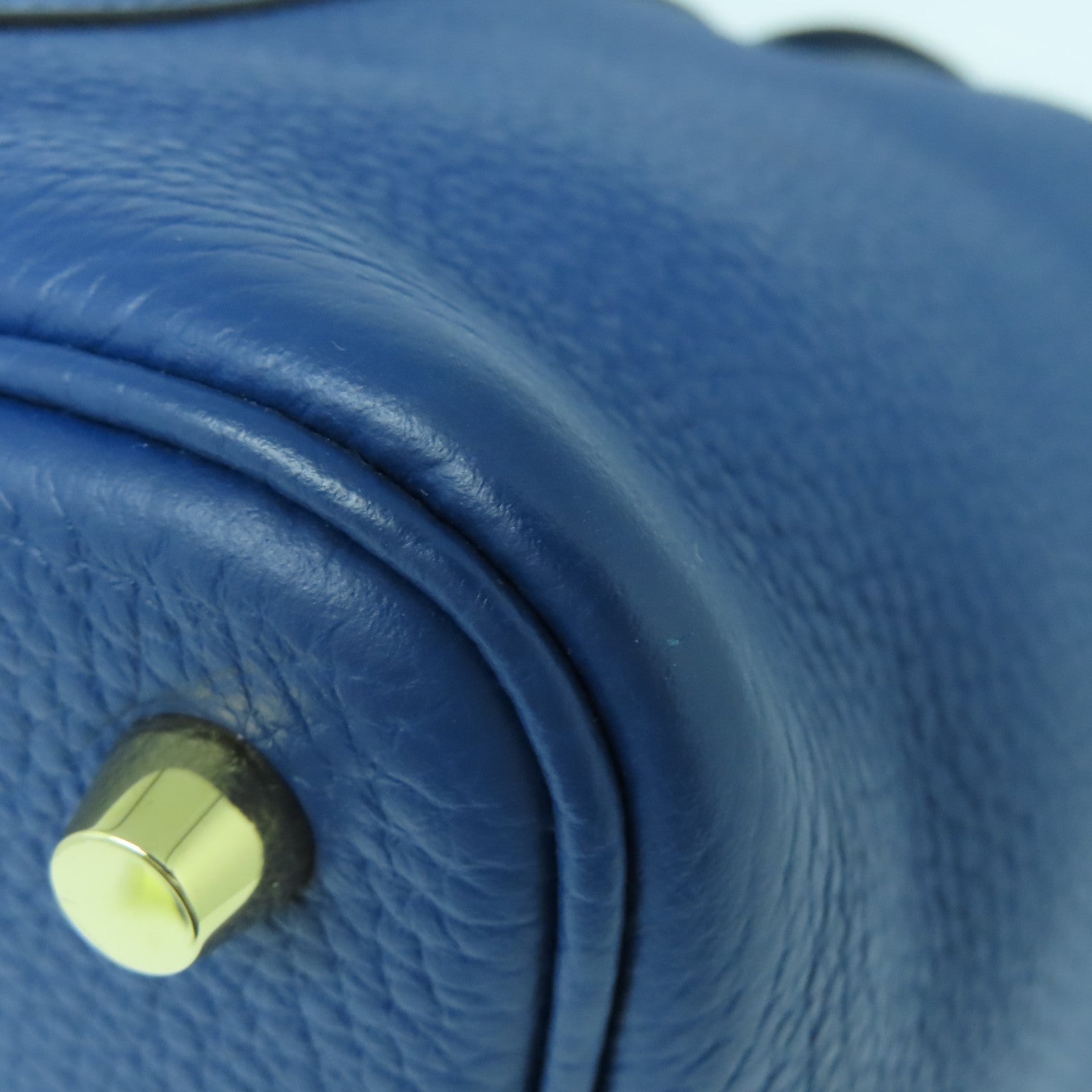 HERMES Clemence皮革Picotin PM金扣手挽袋Deep Blue蓝色