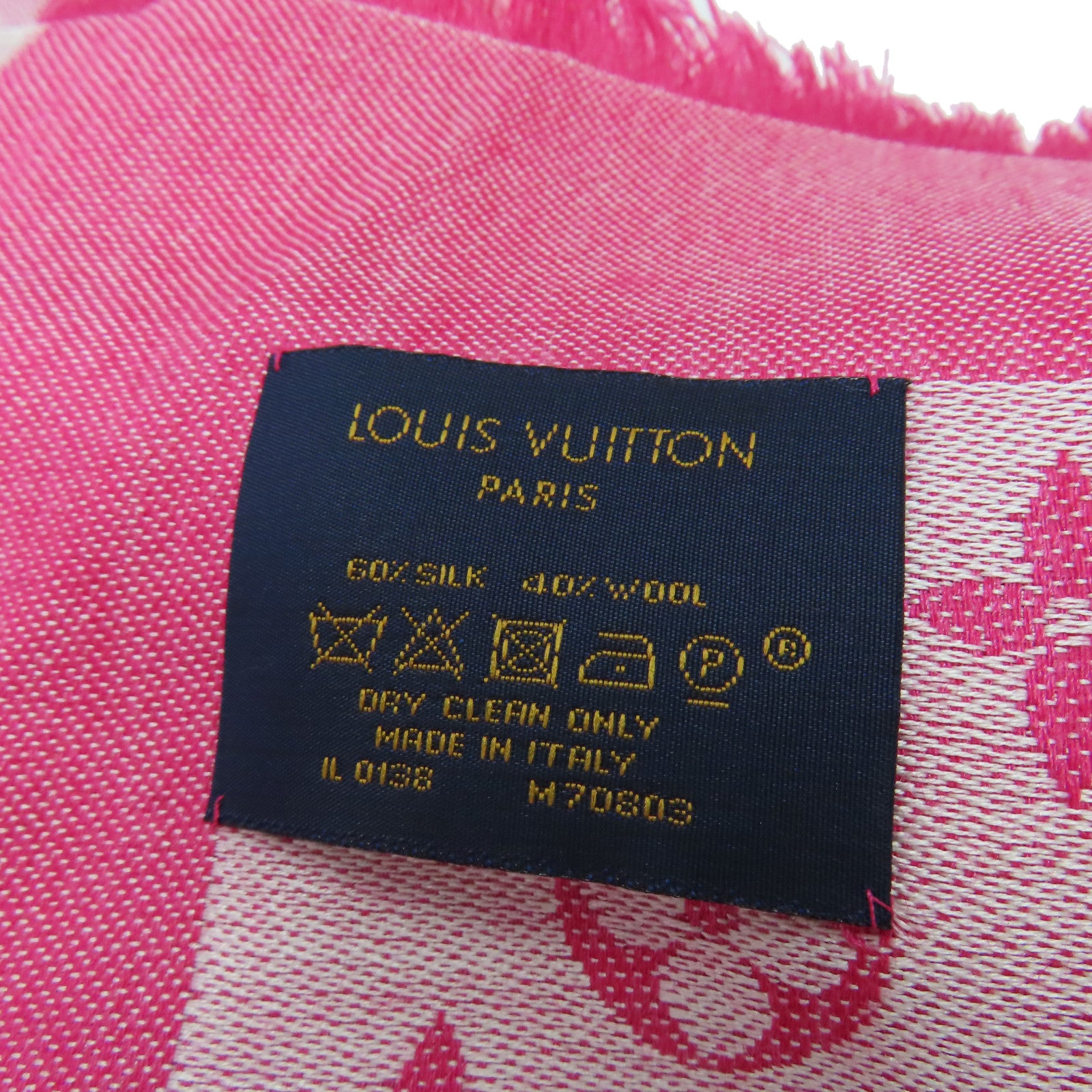 LOUIS VUITTON 絲質/羊毛Scarf絲巾粉紅色/白色