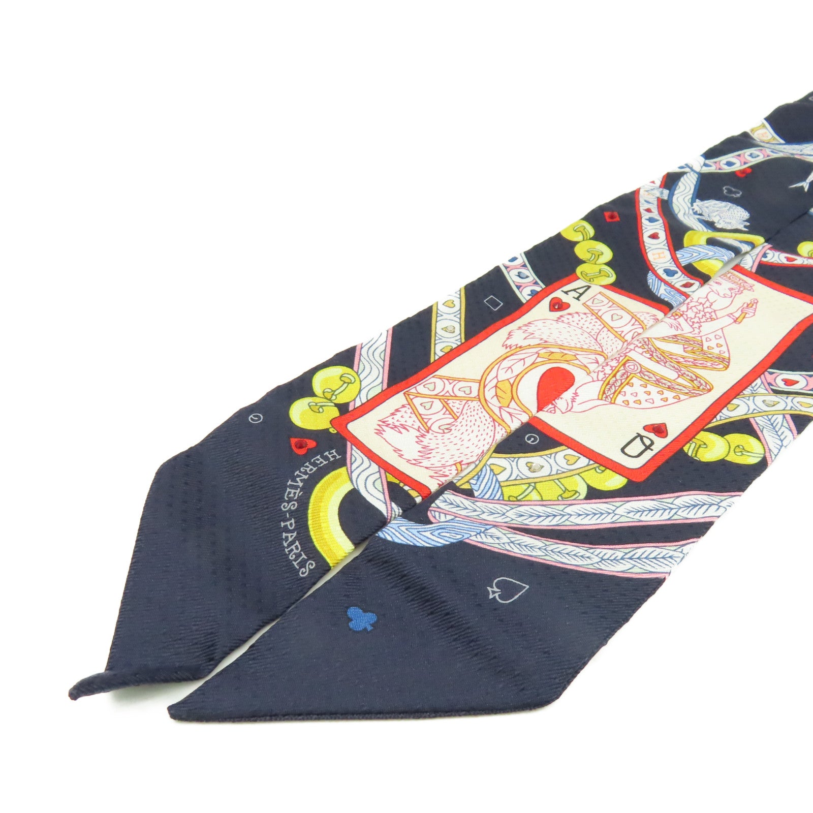 HERMES 【激減優惠】絲質Twilly Scarf絲巾深藍色/金色/彩色