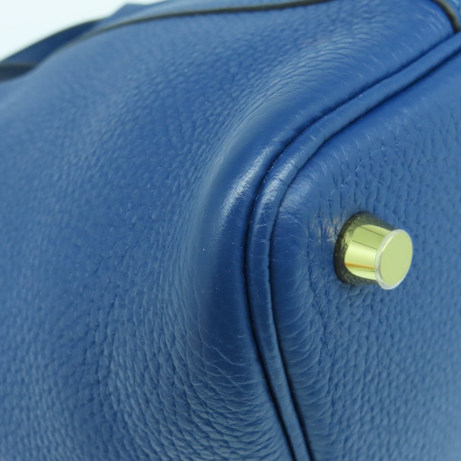 HERMES Clemence皮革Picotin PM金扣手挽袋Deep Blue蓝色
