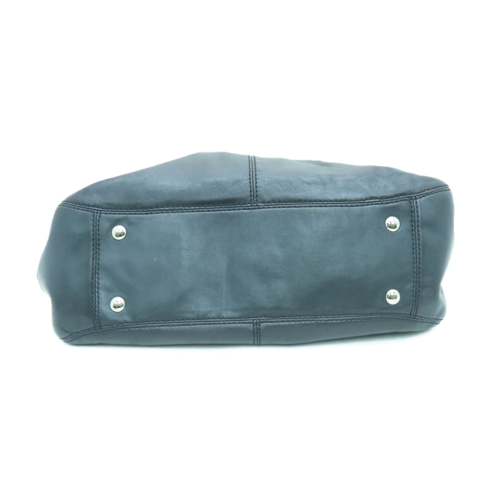 COACH 牛皮皮革Shoulder Bag銀扣肩背袋黑色