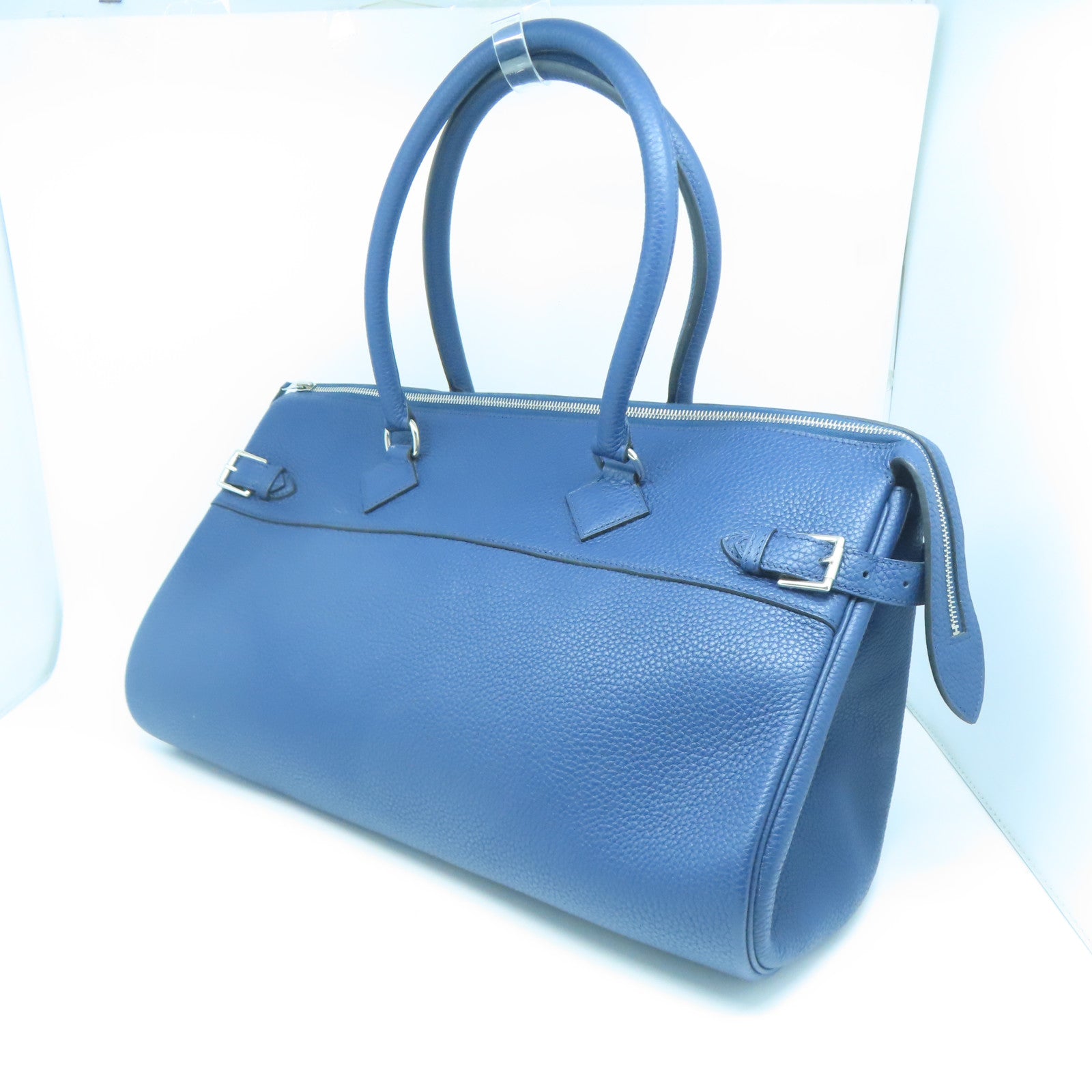 HERMES 【激減優惠】Taurillon Clemence皮革Shoulder Bag銀扣肩背袋Bleu Saphir藍色