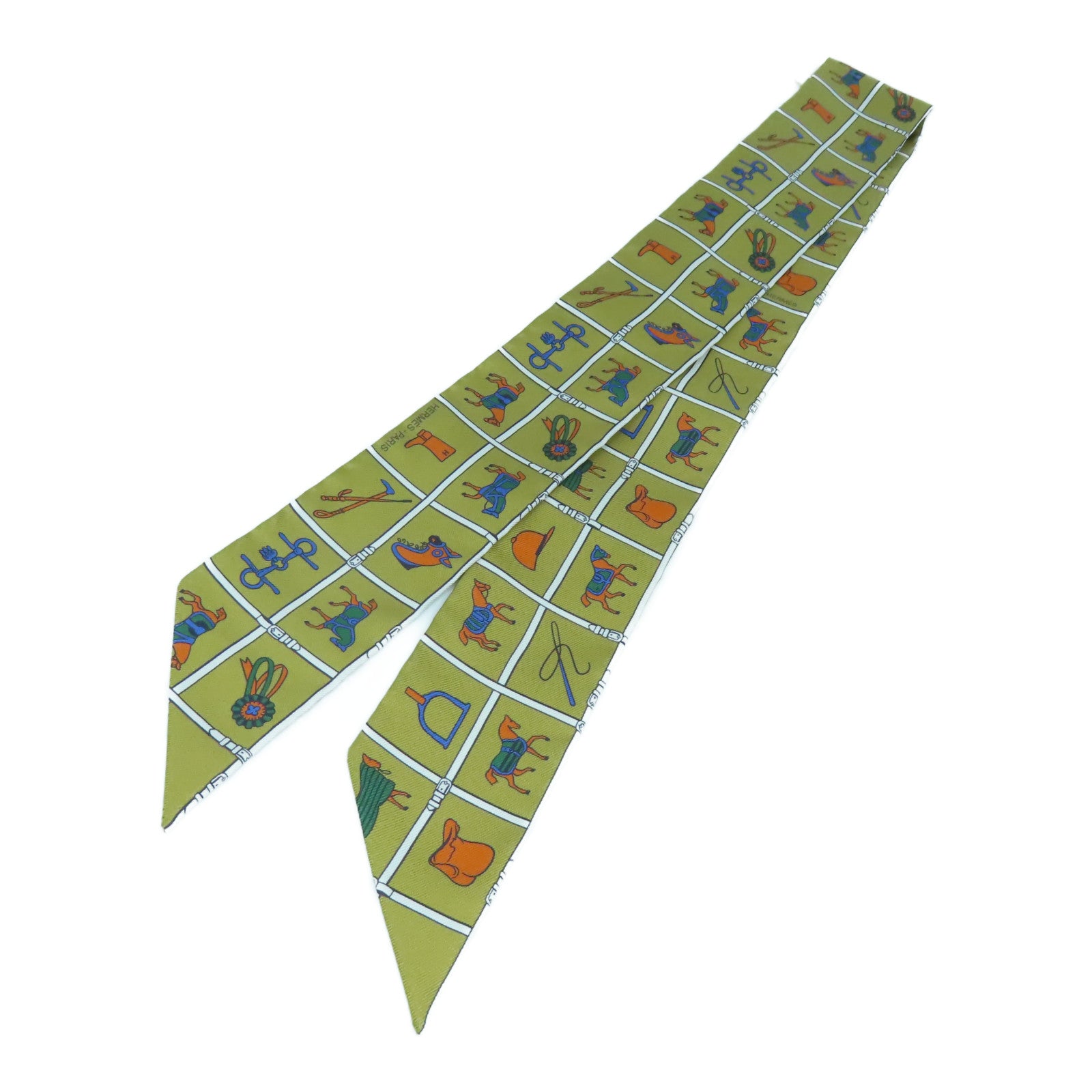 HERMES 絲質Twilly Scarf絲巾色啡色