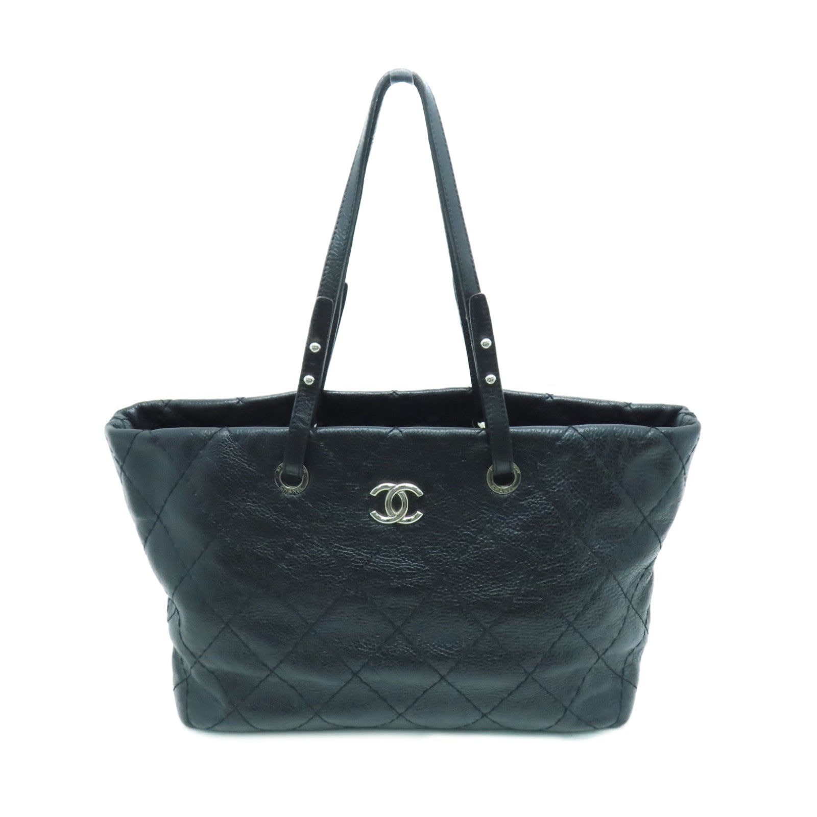CHANEL 【激減優惠】菱格菱格Shoulder Bag銀扣肩背袋黑色