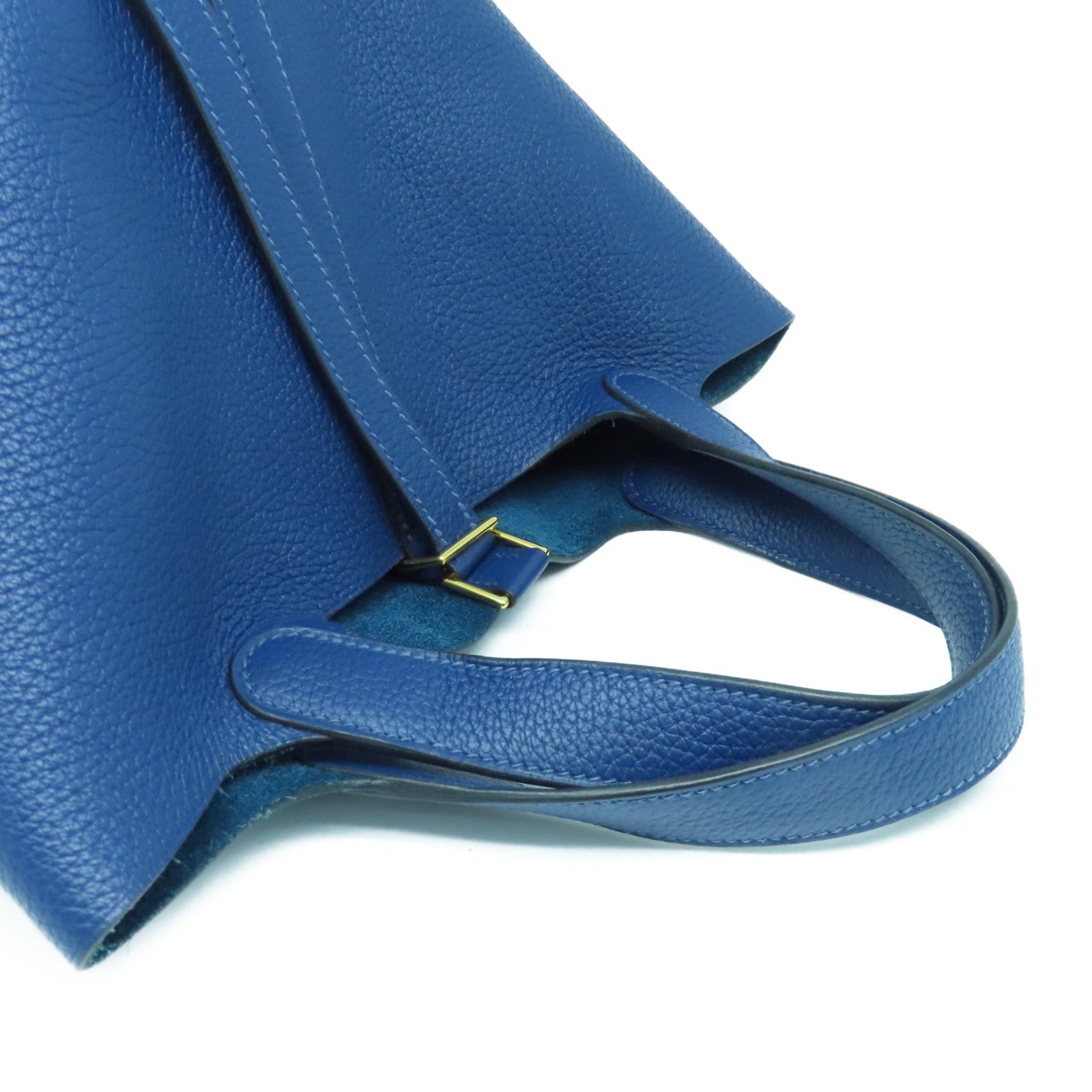 HERMES Clemence皮革Picotin PM金扣手挽袋Deep Blue蓝色