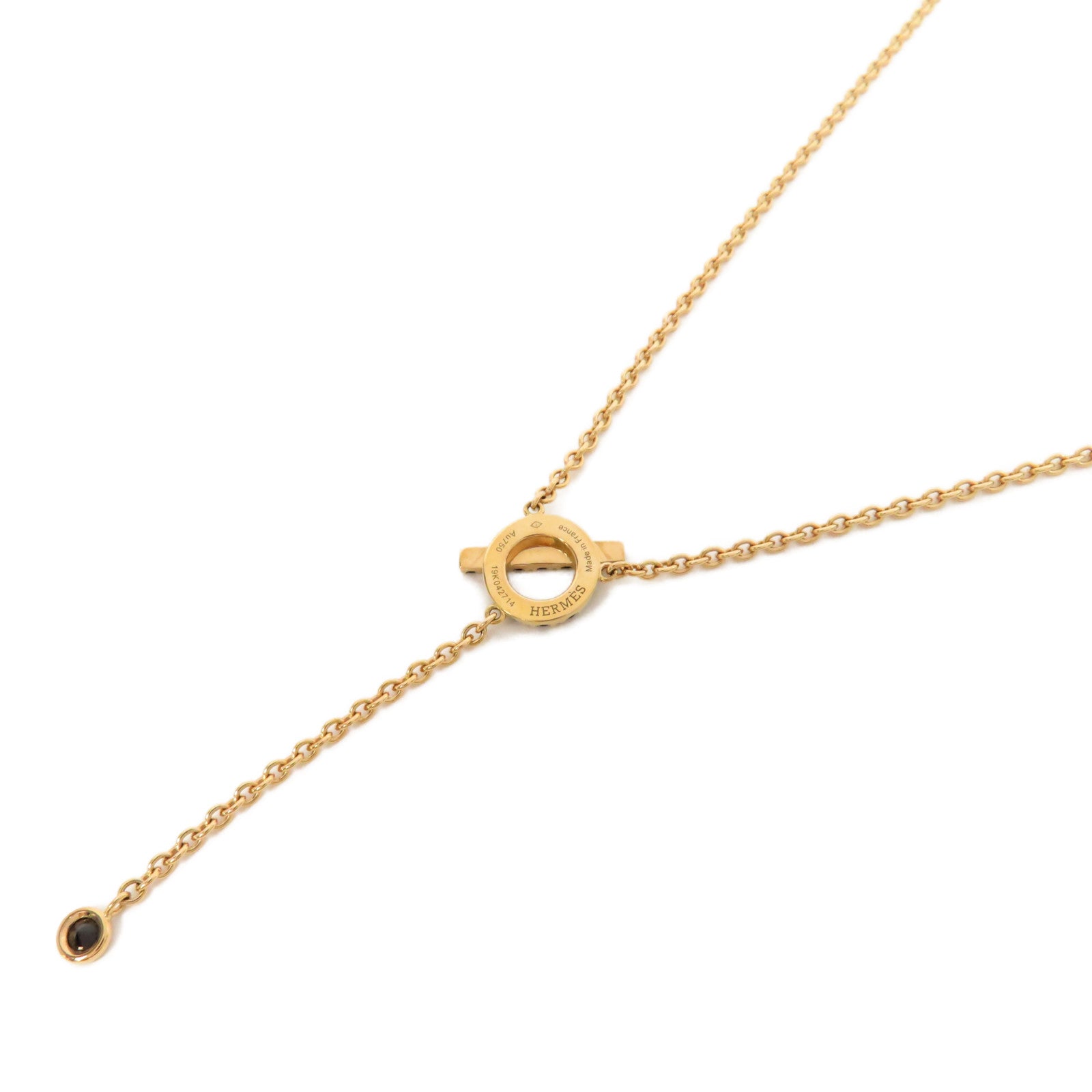 HERMES 18K黃金/黑尖晶石Finesse Lariat Necklace項鍊金色