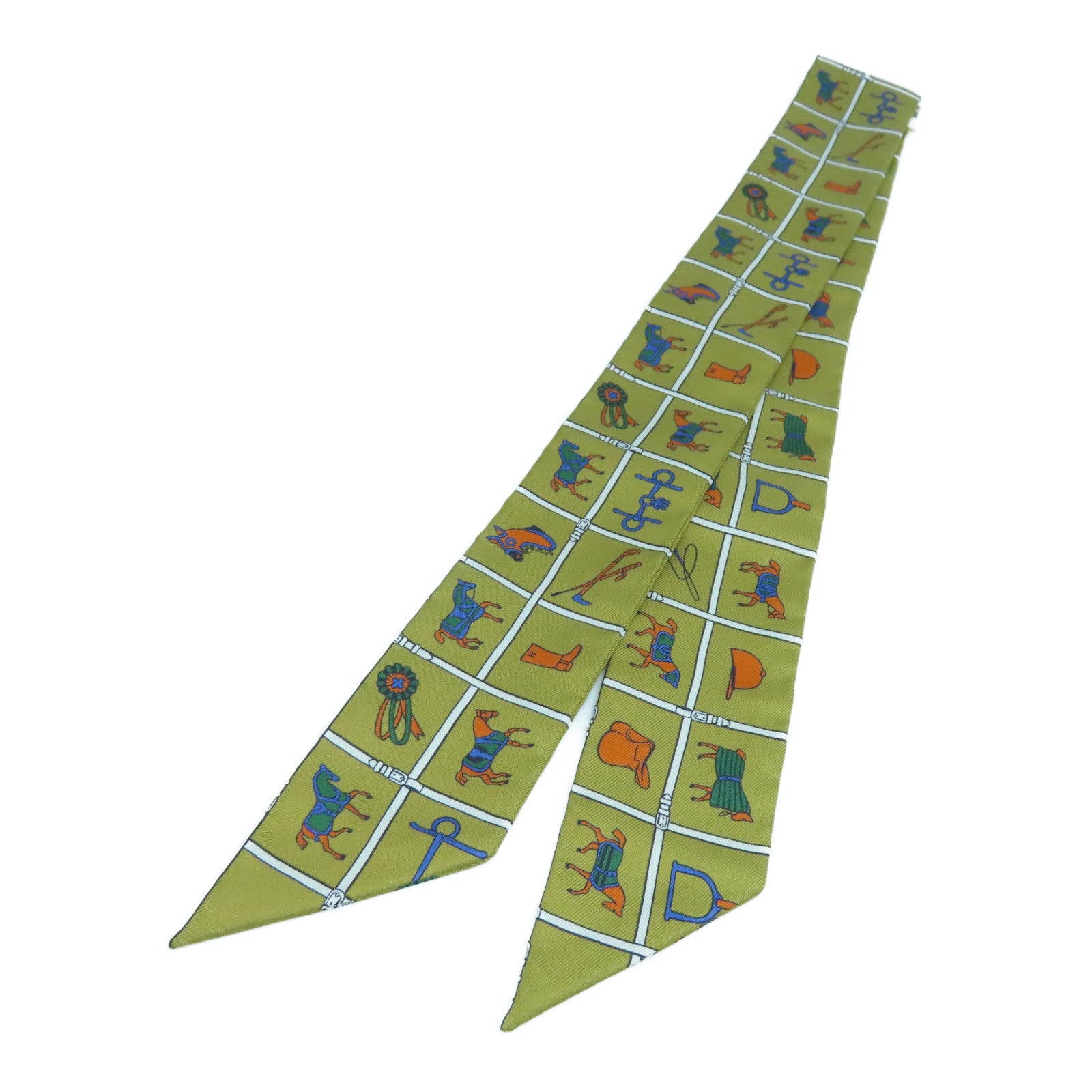 HERMES 絲質Twilly Scarf絲巾色啡色