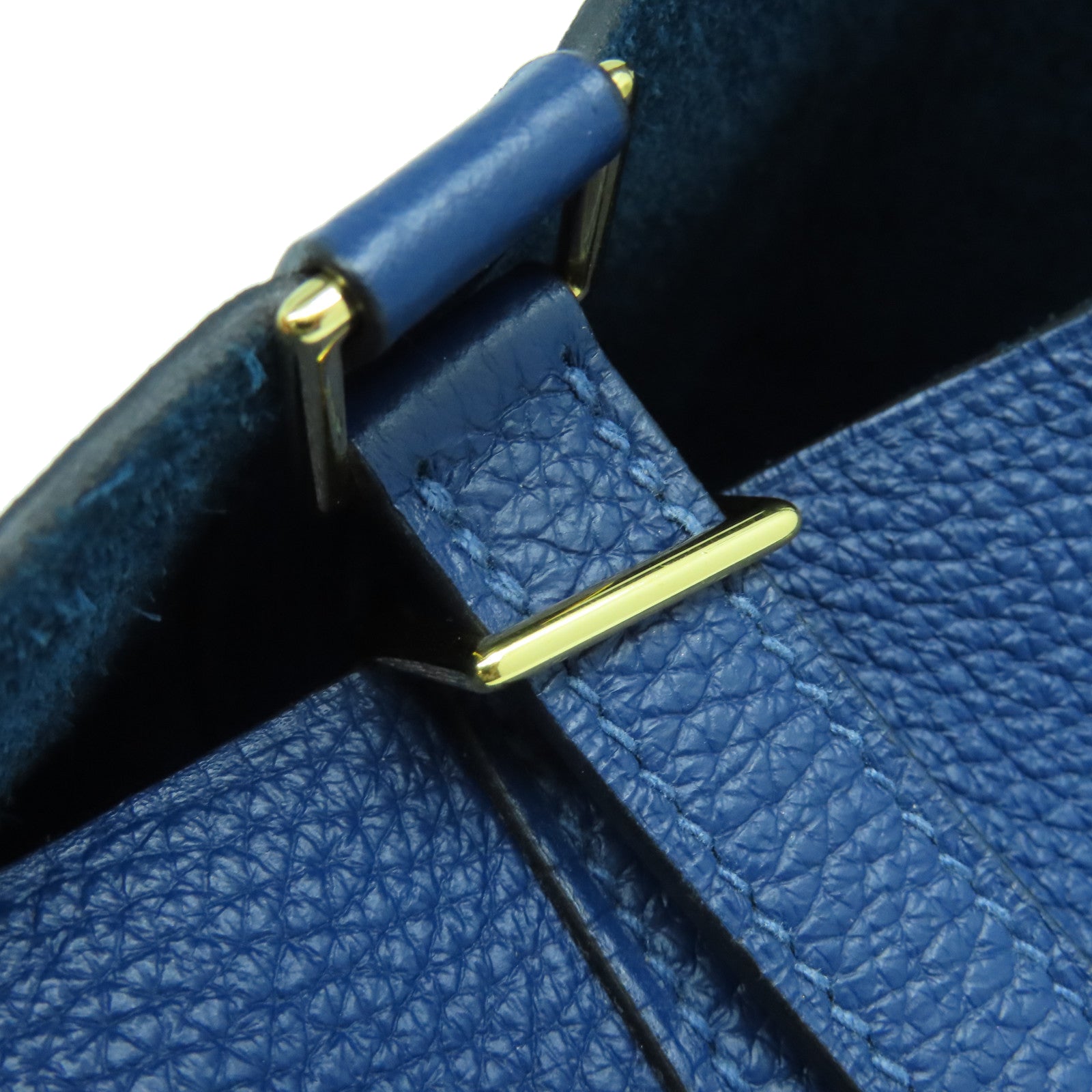 HERMES Clemence皮革Picotin PM金扣手挽袋Deep Blue蓝色
