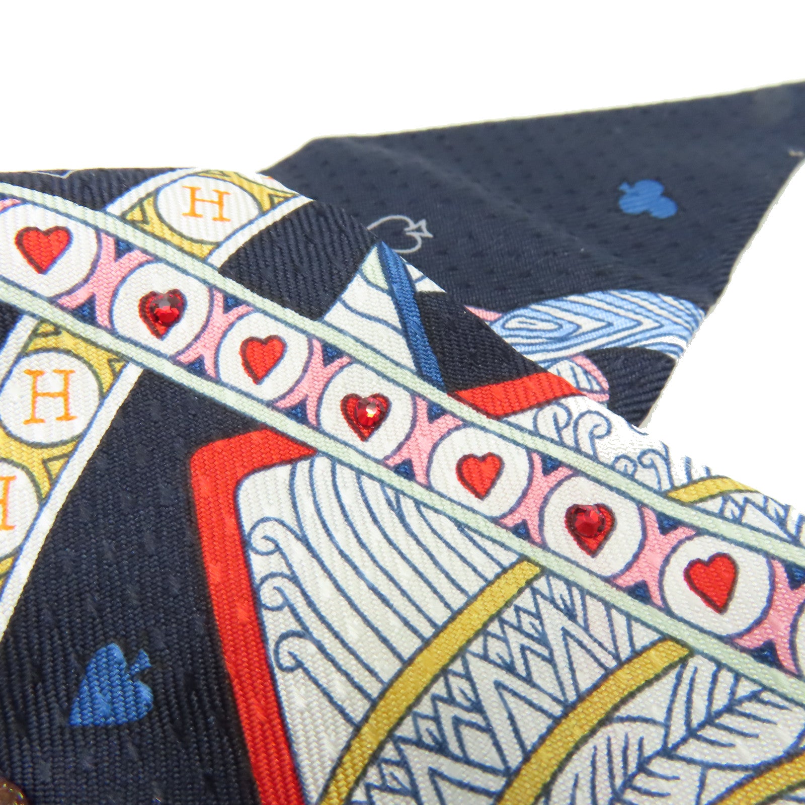 HERMES 【激減優惠】絲質Twilly Scarf絲巾深藍色/金色/彩色